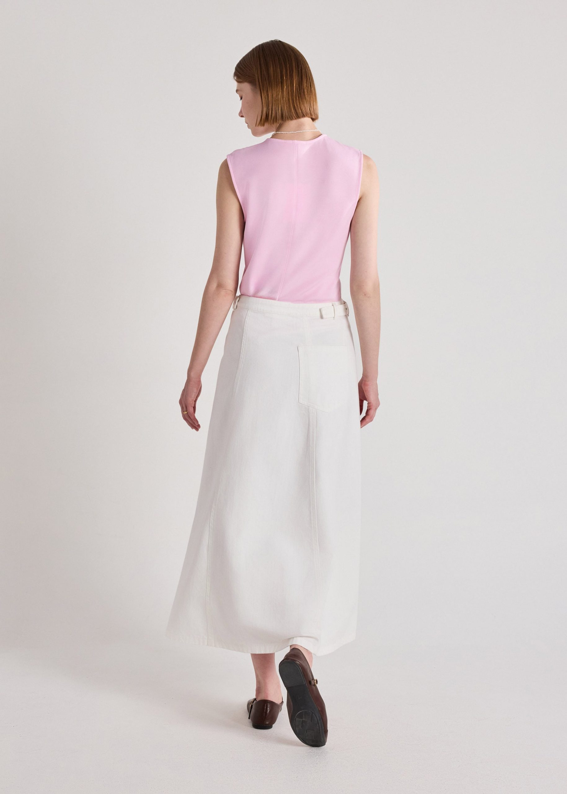 Denim Buckle Belt Wrap Skirt - Image 4