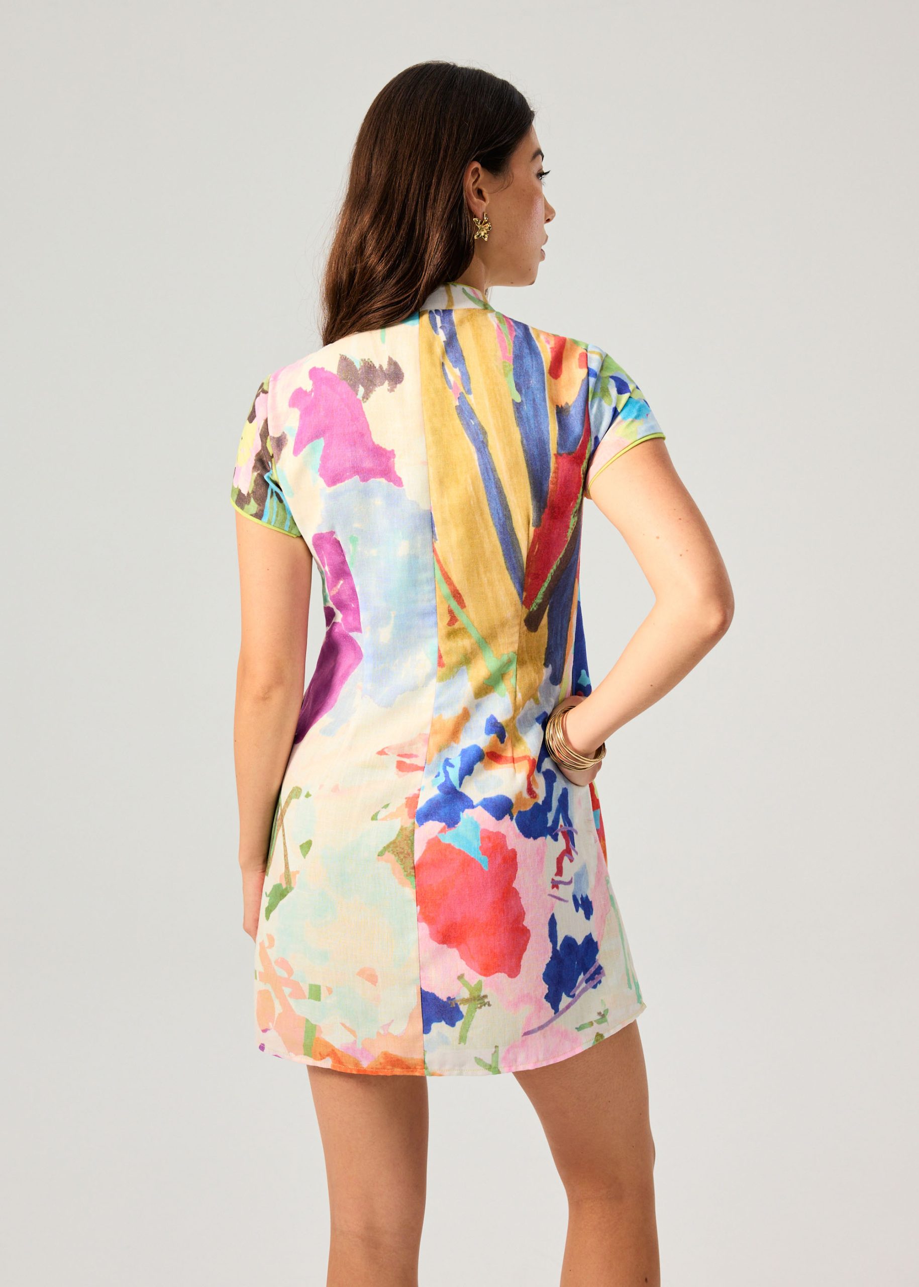 Shift Mini Cheongsam in Vivid Blooms - Image 5
