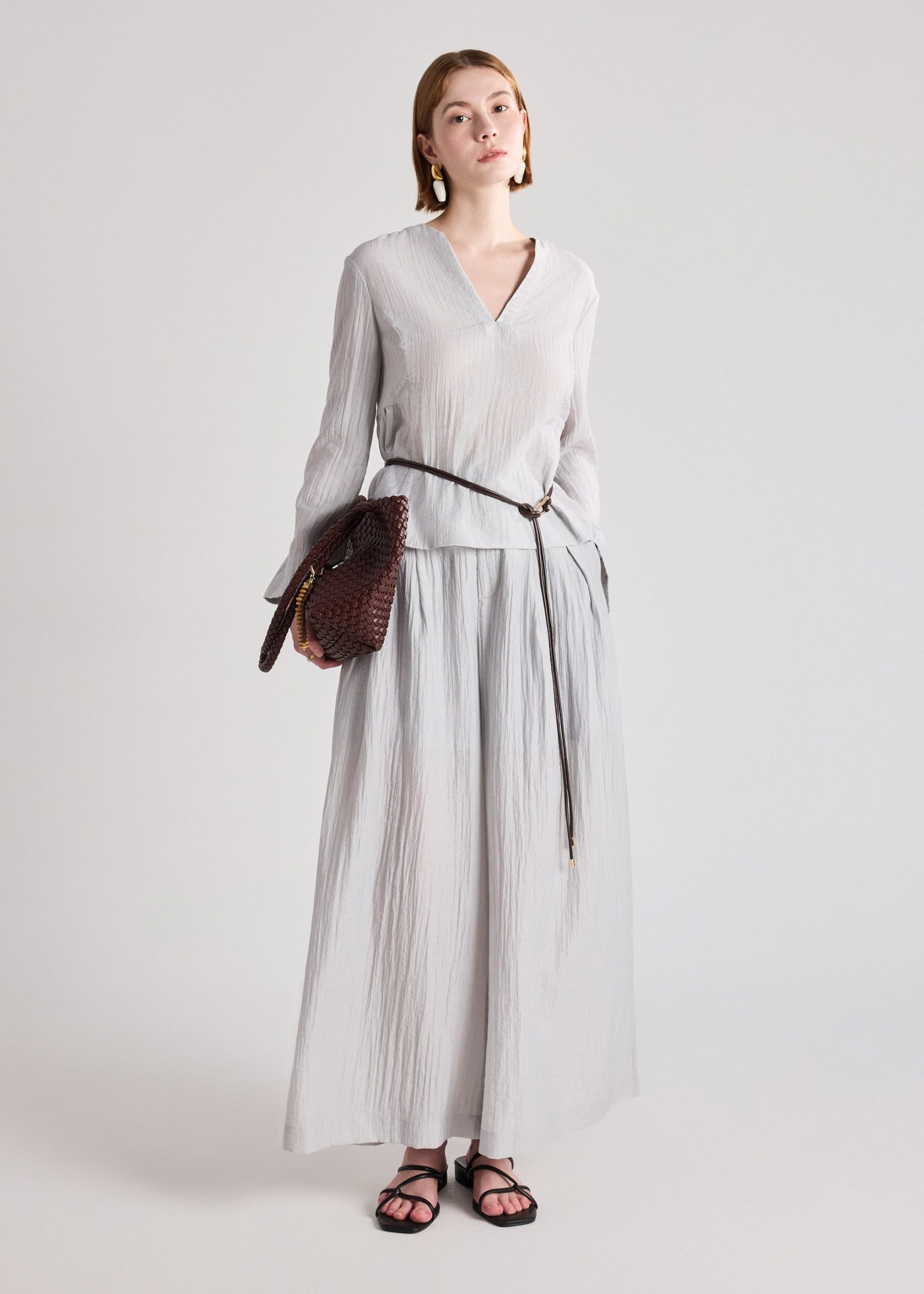Textured Lyocell Peplum Blouse - Image 8