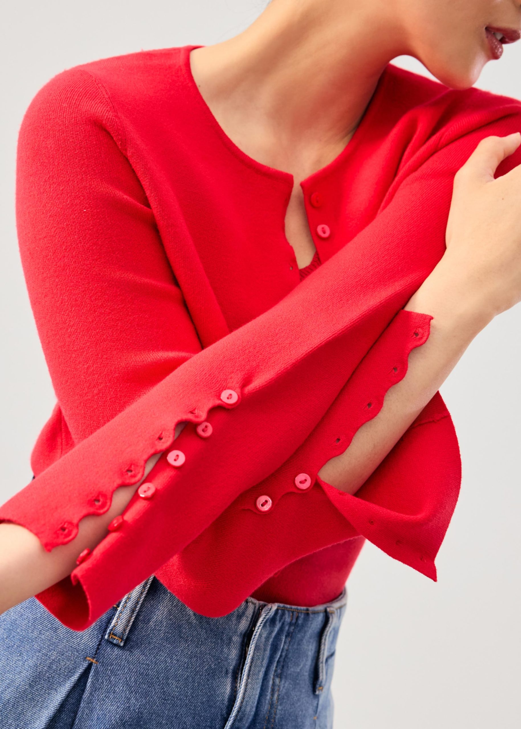 Malee Boxy Knit Scallop Edge Cardigan - Image 25