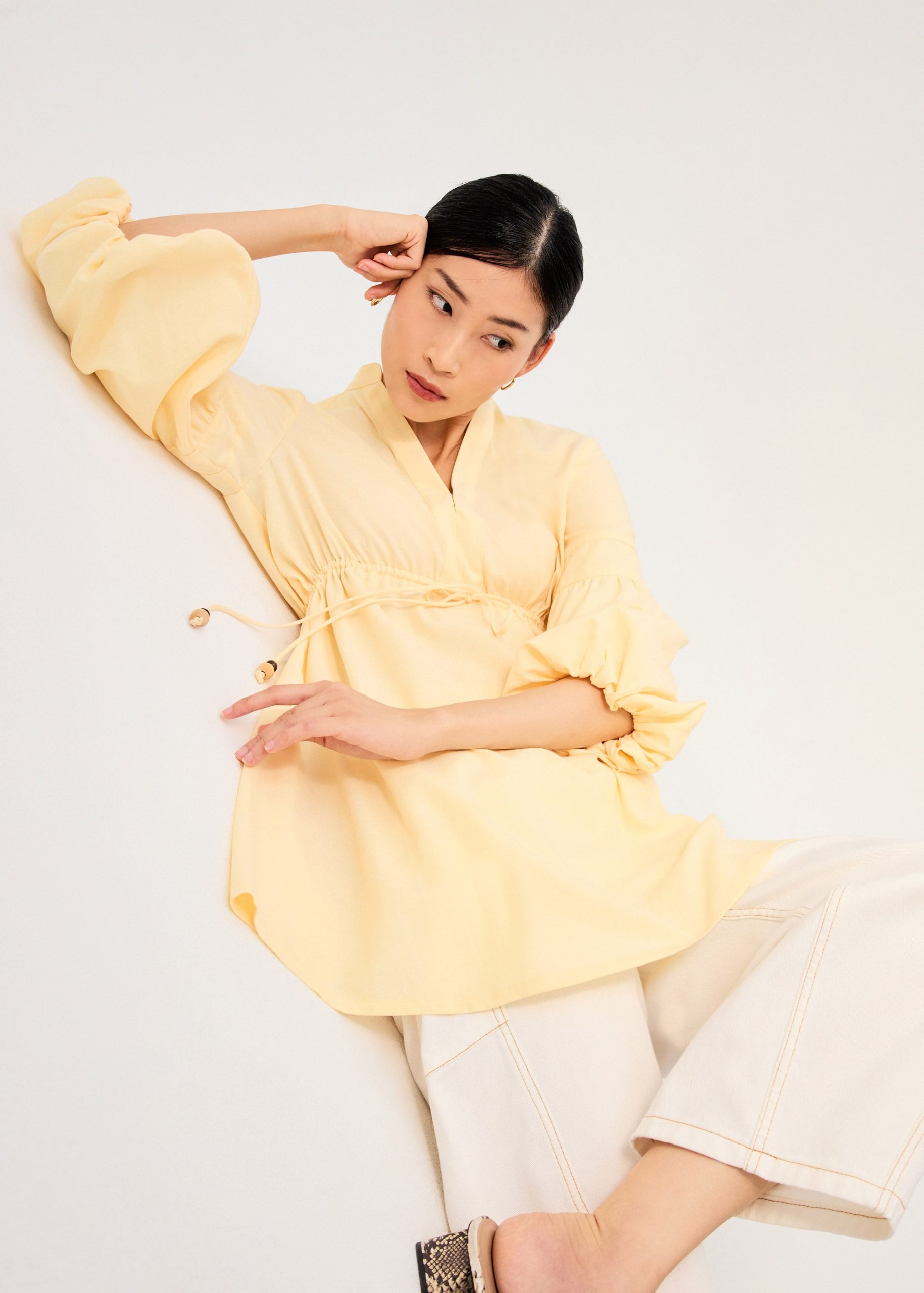 Cotton Puff Sleeve Babydoll Mini Dress - Image 12
