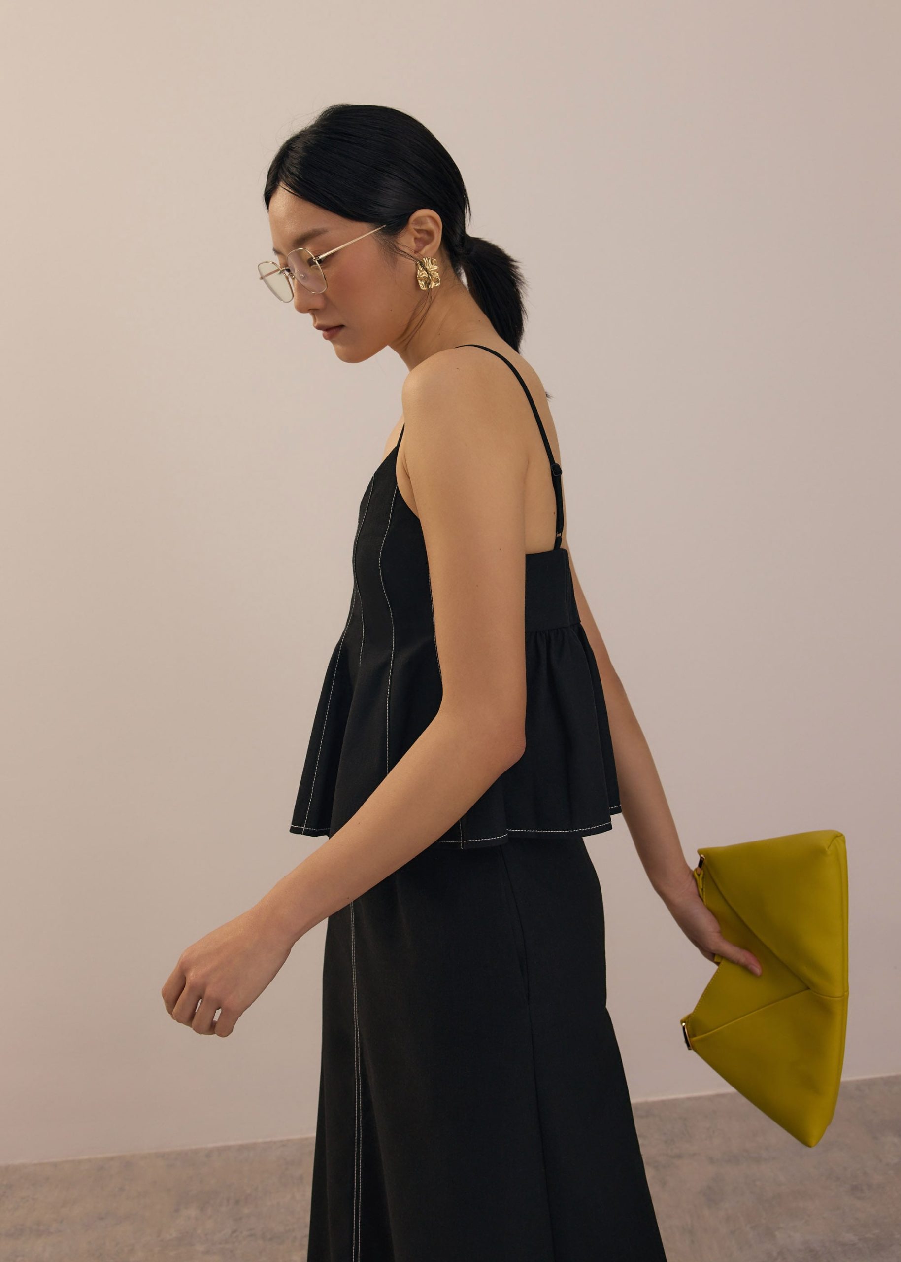 Contrast Stitch V-neck Peplum Camisole Top - Image 26