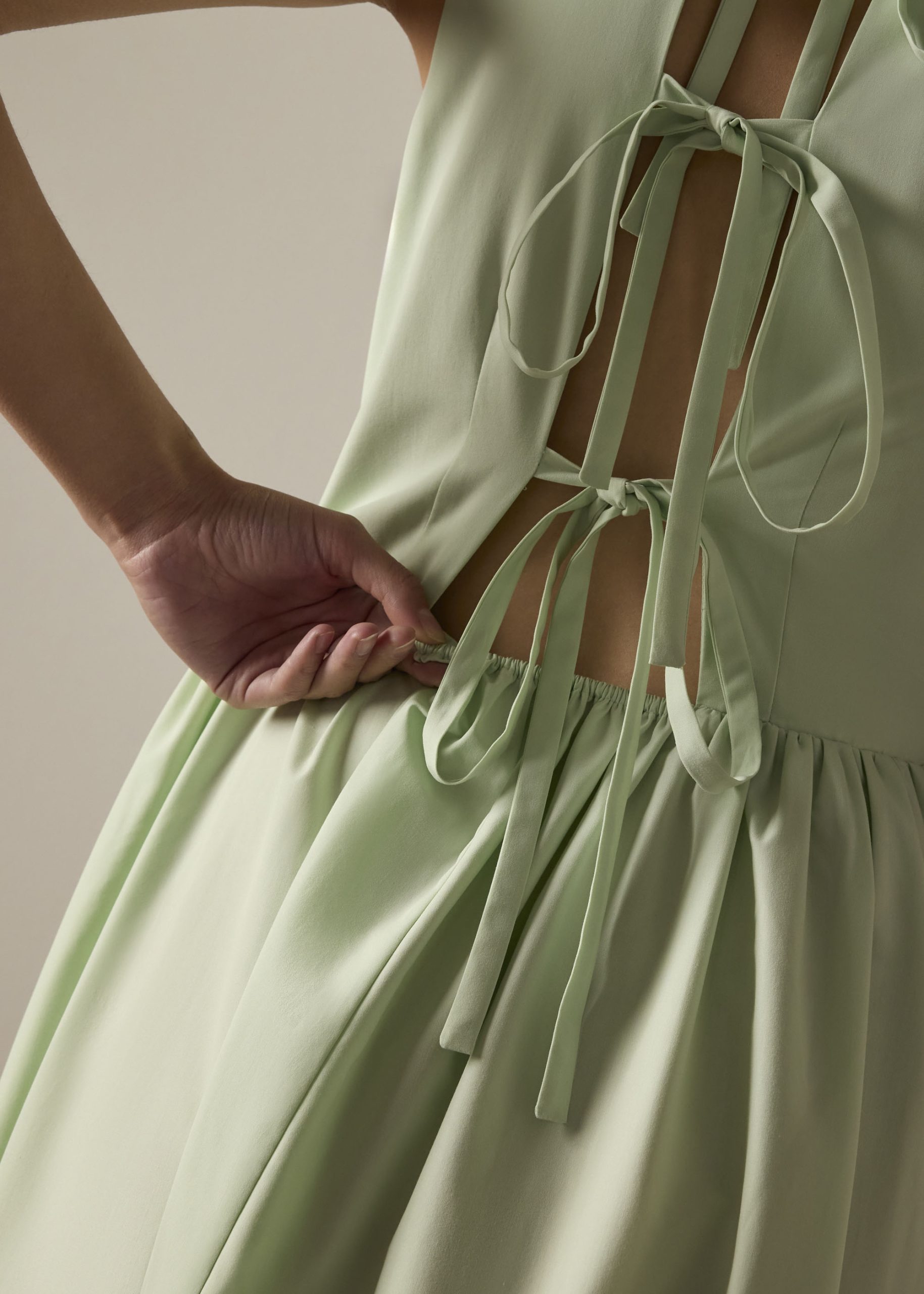Cotton Open Back Tie Dress - Image 11