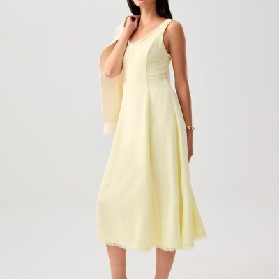 Nina Tweed Scoop Neck Fit & Flare Midaxi Dress