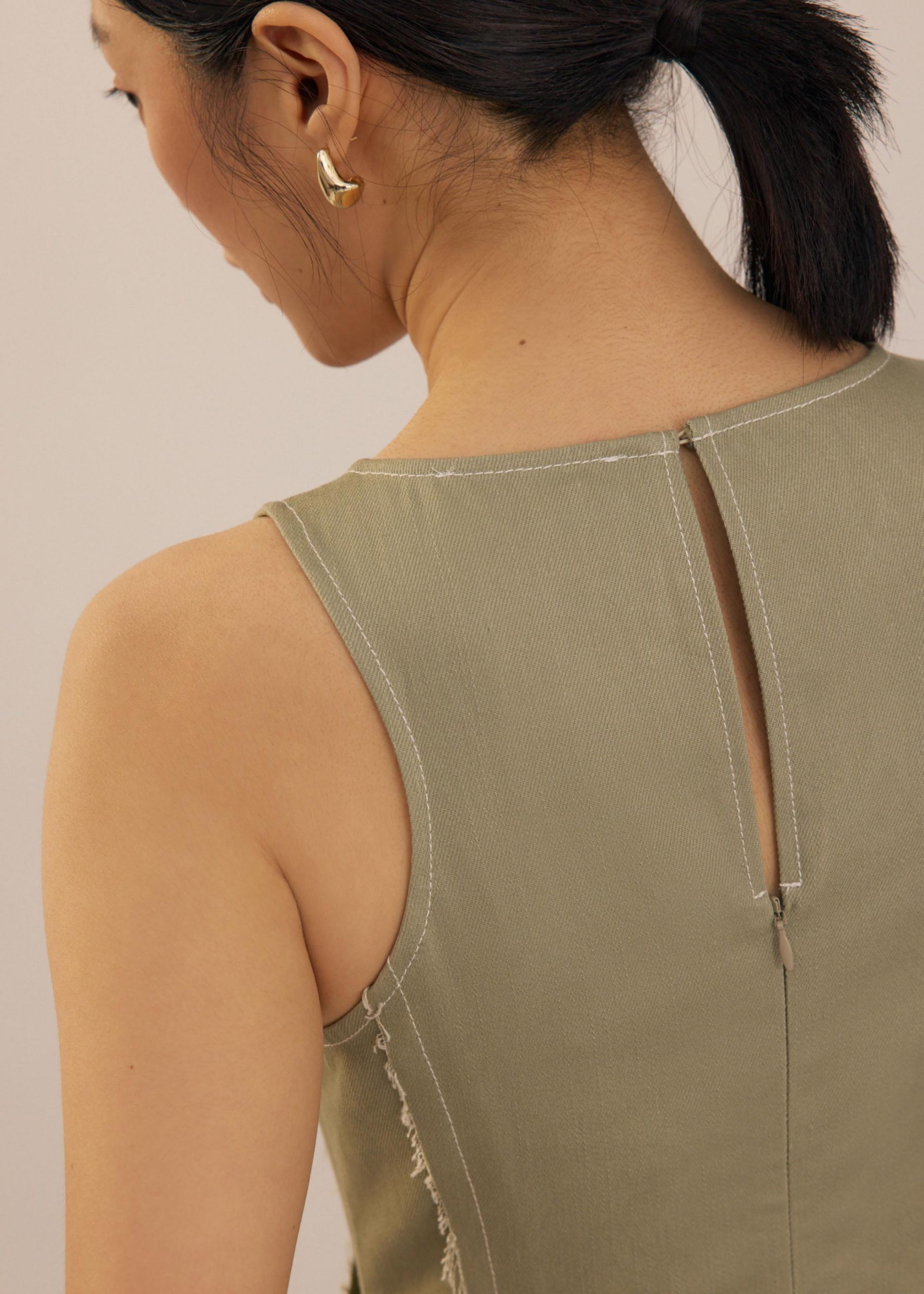 Denim Scoop Neck Midi Dress - Image 17