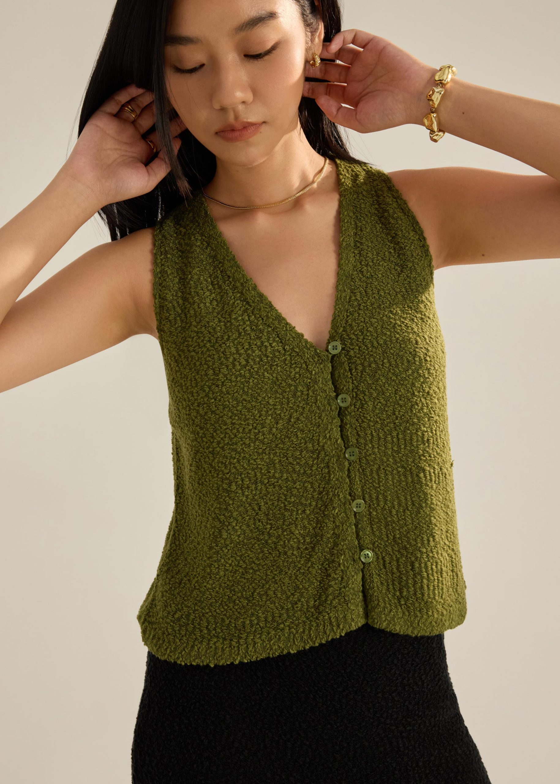 Boucle Knit Vest Top - Image 18