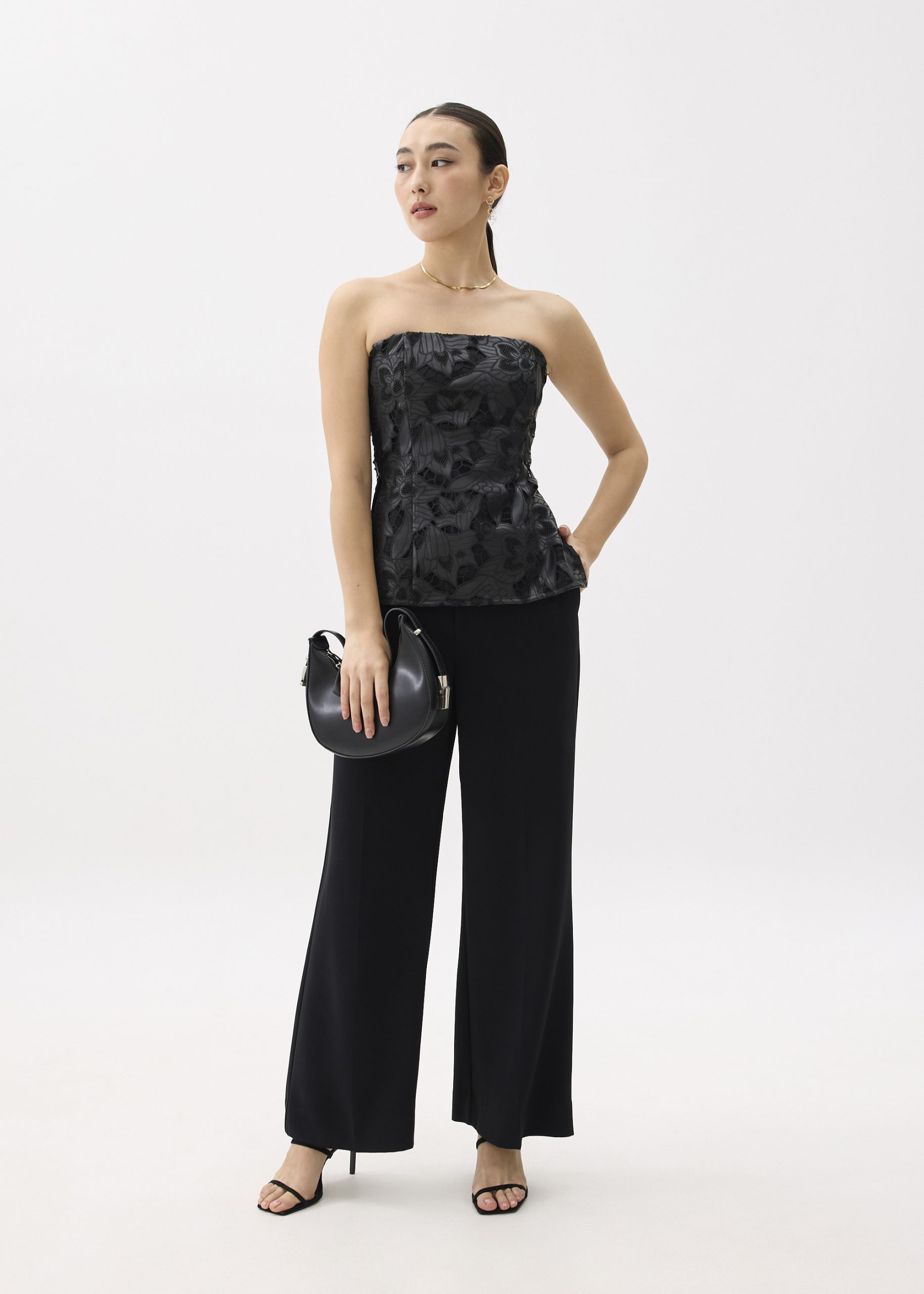 BraFree by LB Vegan Leather Lace Tube Top - Image 4