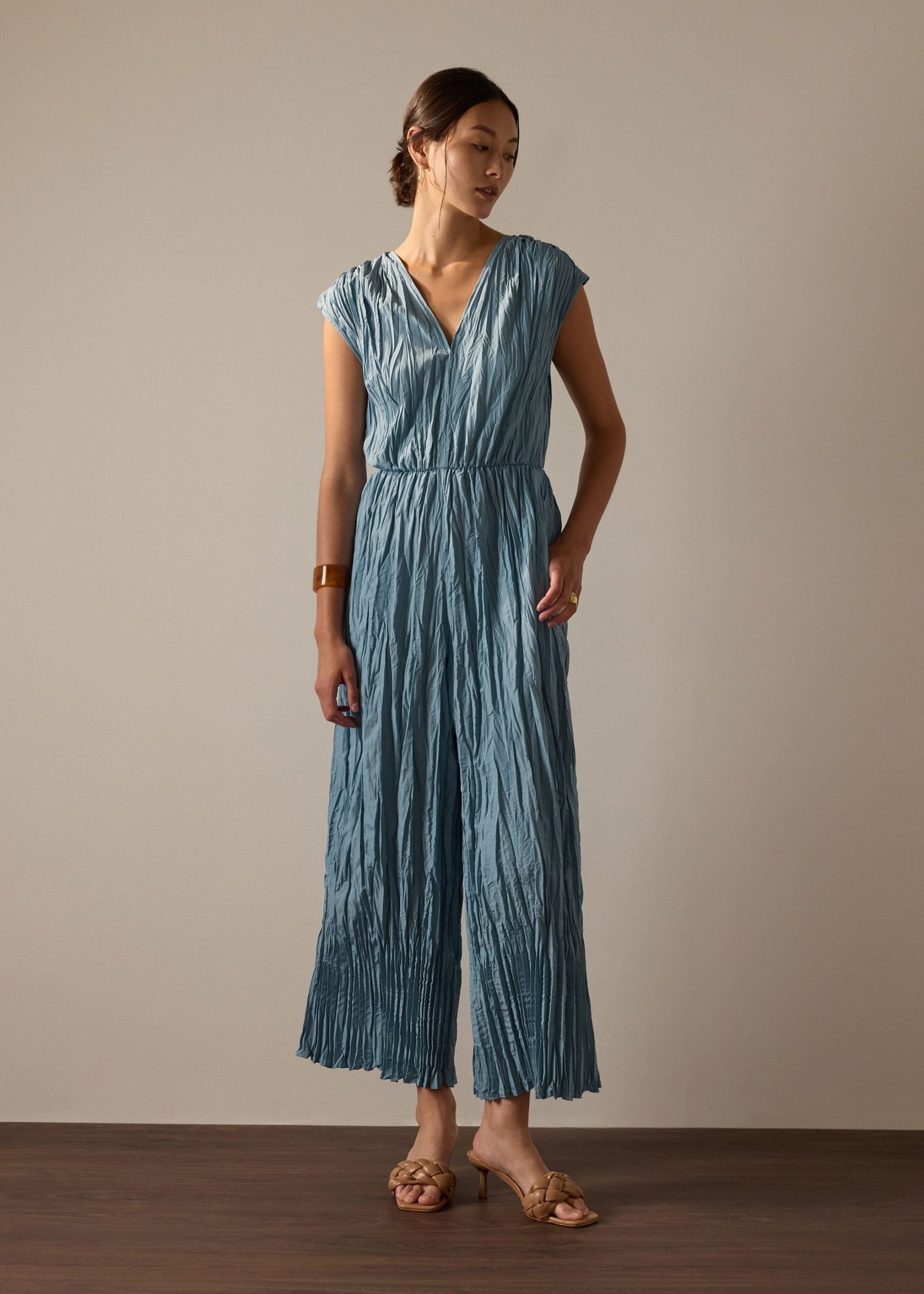Crinkle Pleats Jumpsuit