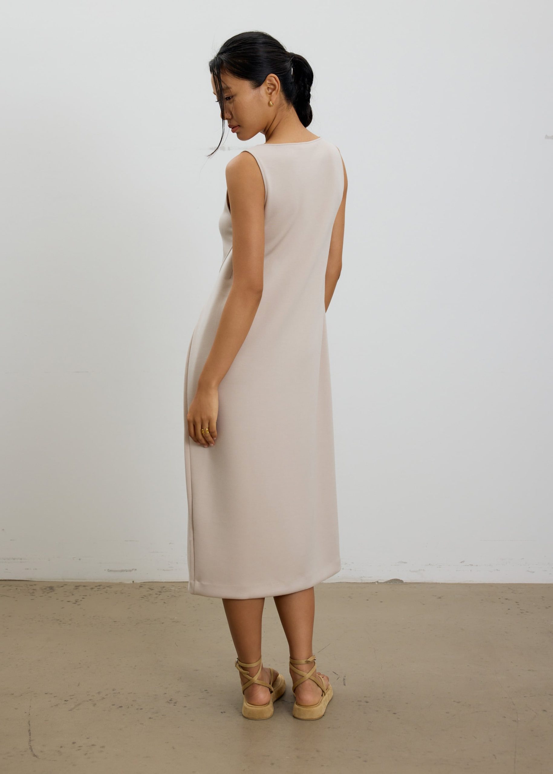 Neoprene Boat Neck Shift Midaxi Dress - Image 4