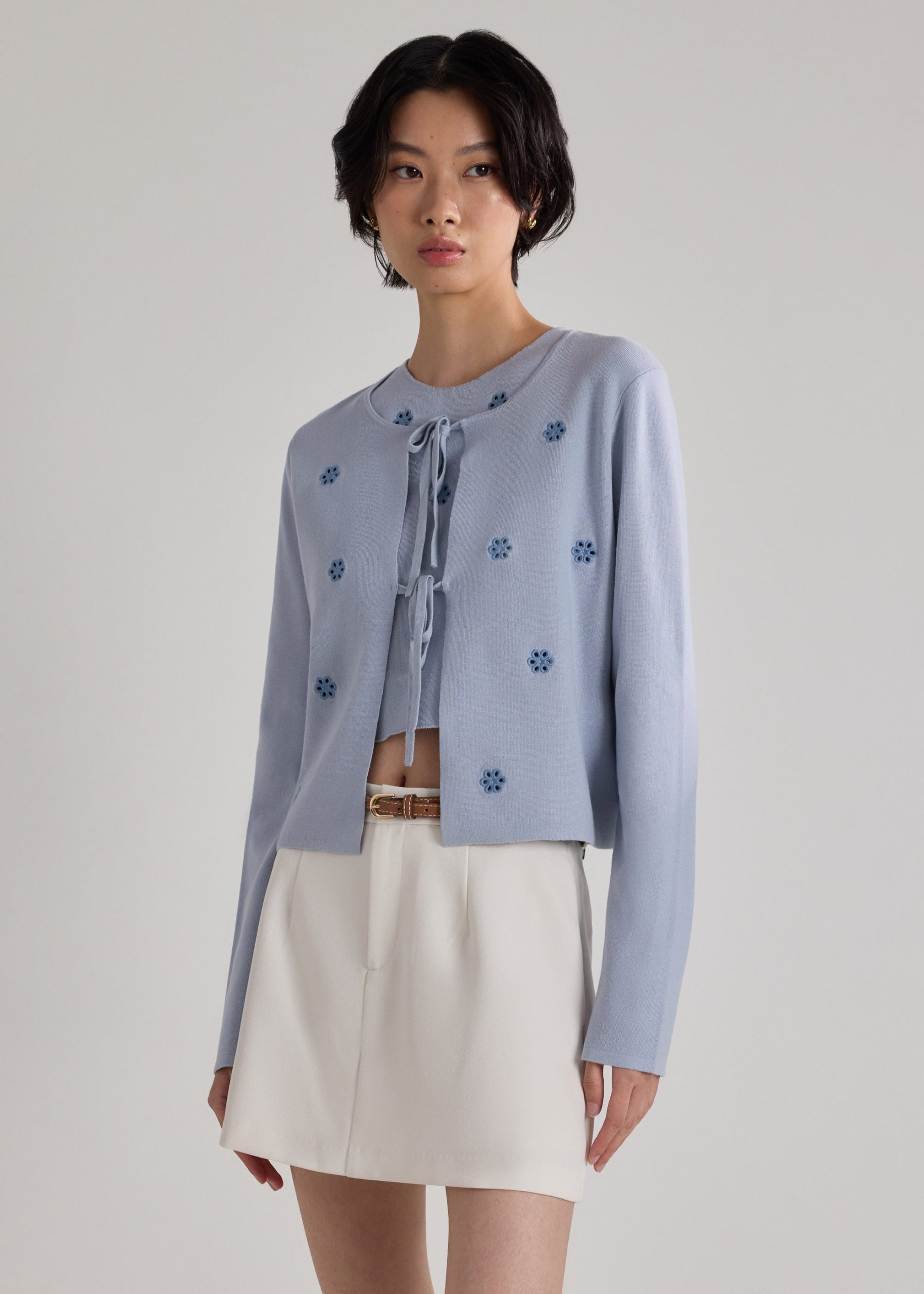 Floral Eyelet Knit Cardigan