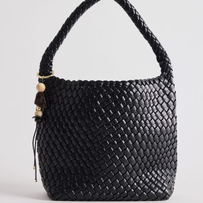 Woven Vegan Leather Hobo Bag