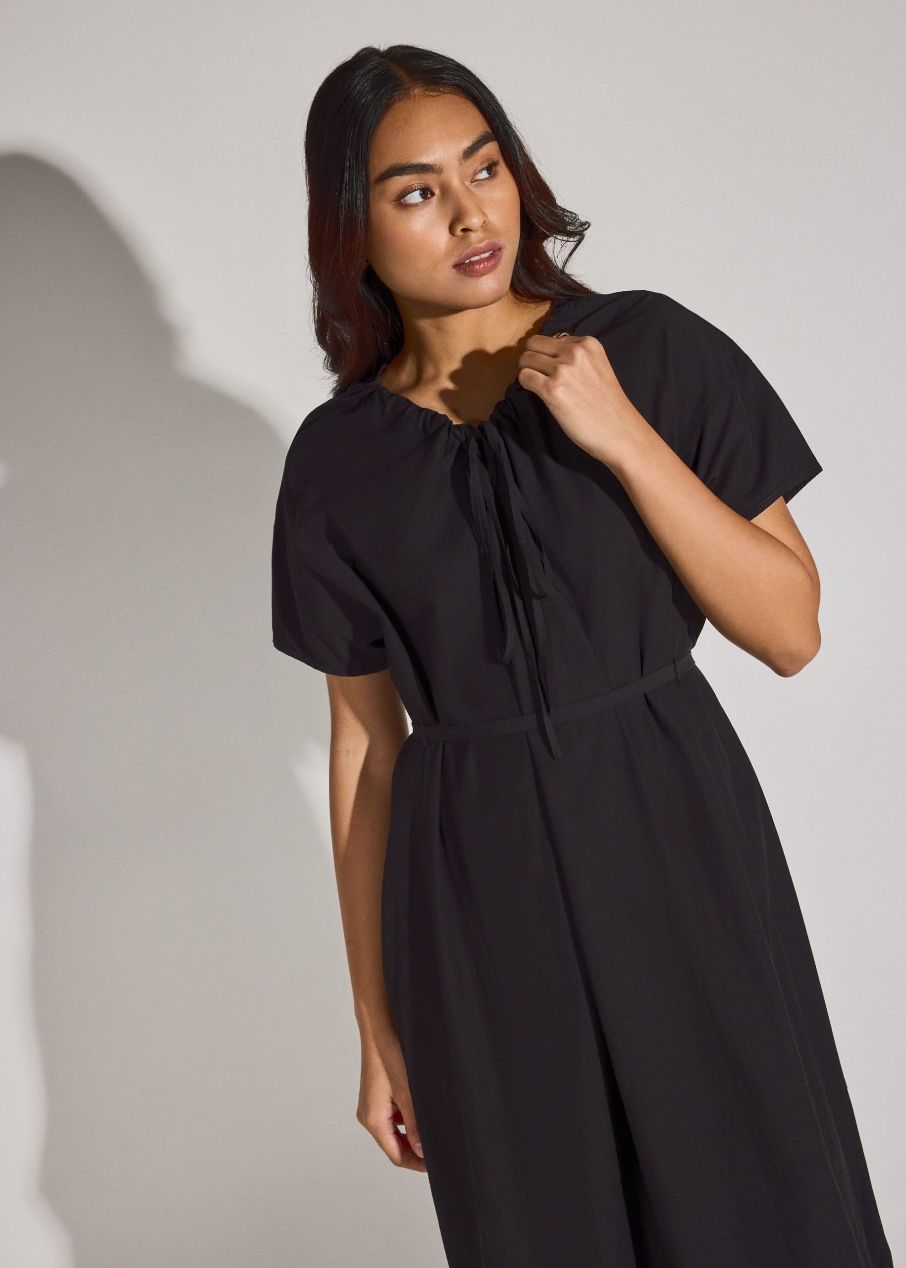 Multi-way Cotton Drawstring Cocoon Midaxi Dress - Image 4