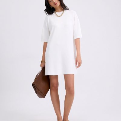Knit Round Neck Shift Mini Dress