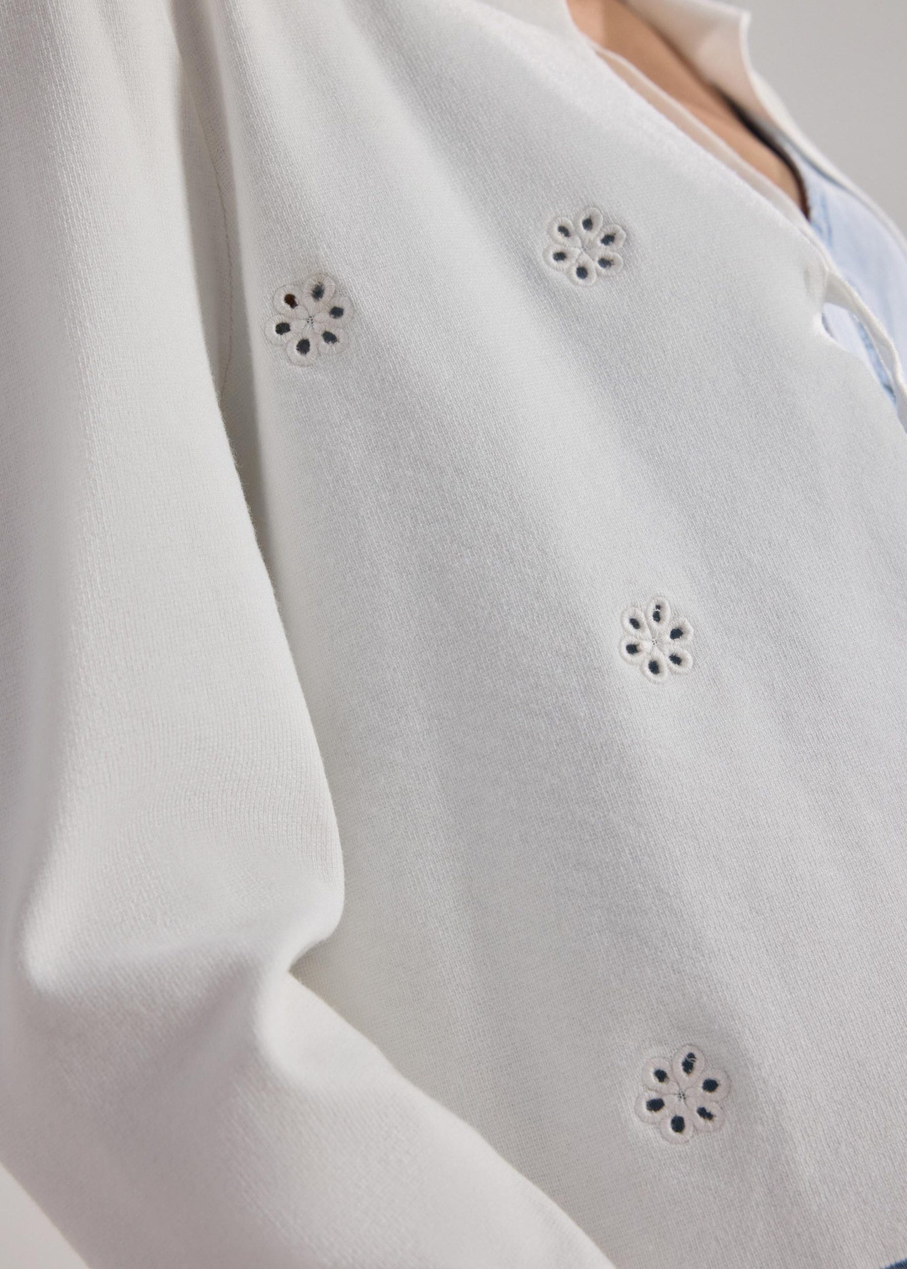 Floral Eyelet Knit Cardigan - Image 5