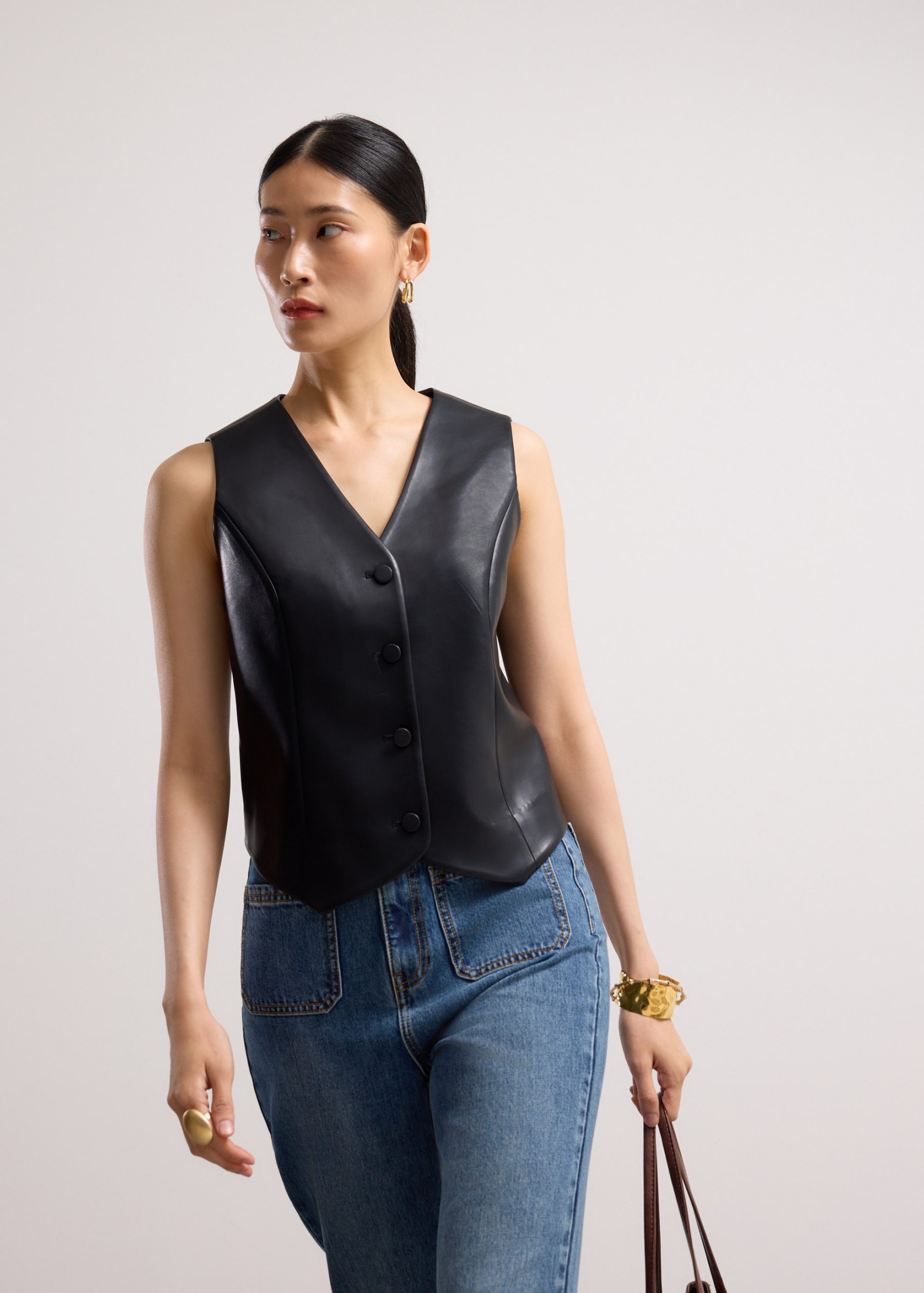 Kali Vegan Leather V-neck Vest - Image 6