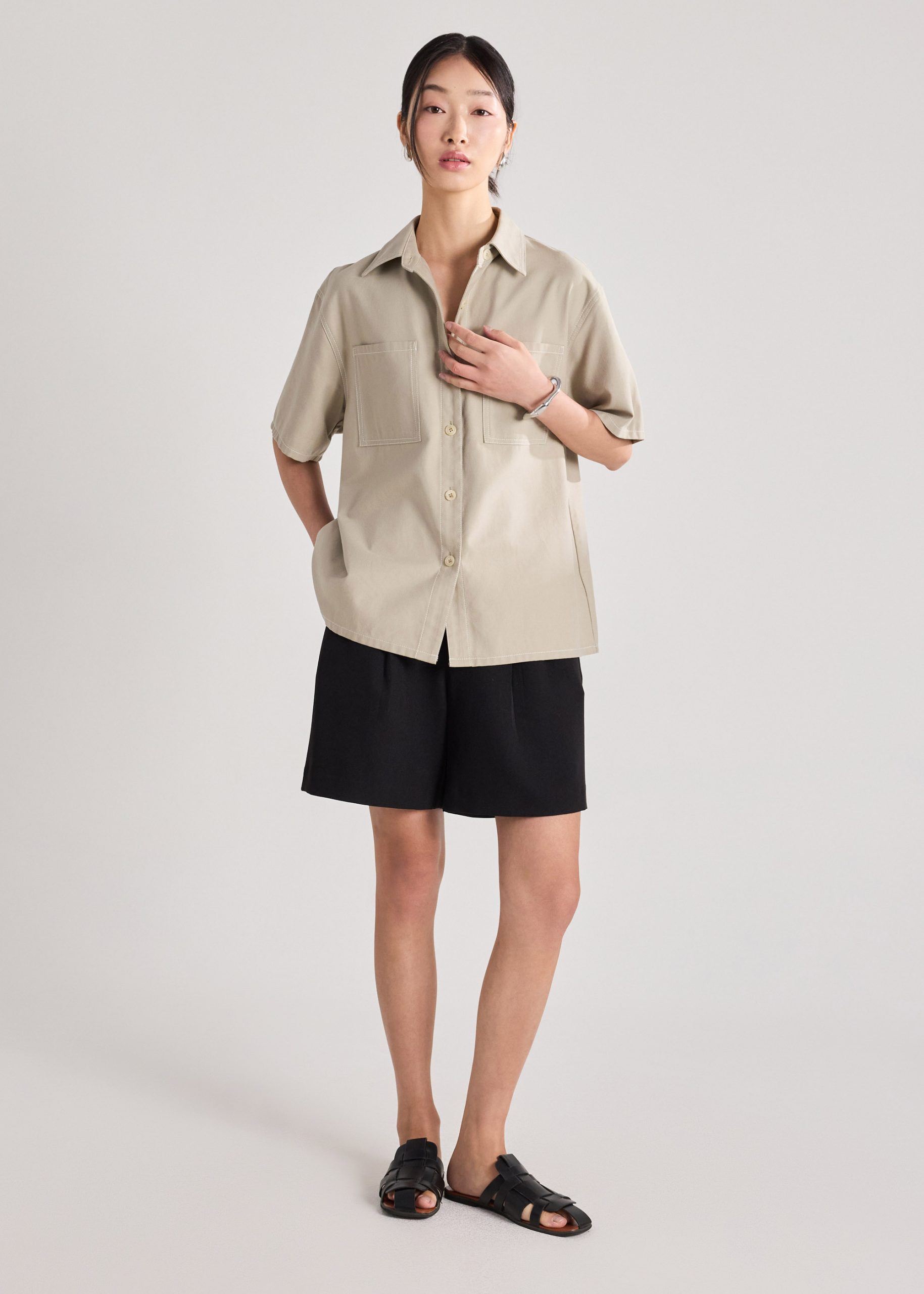 Contrast Stitch Oversized Shirt - Image 9