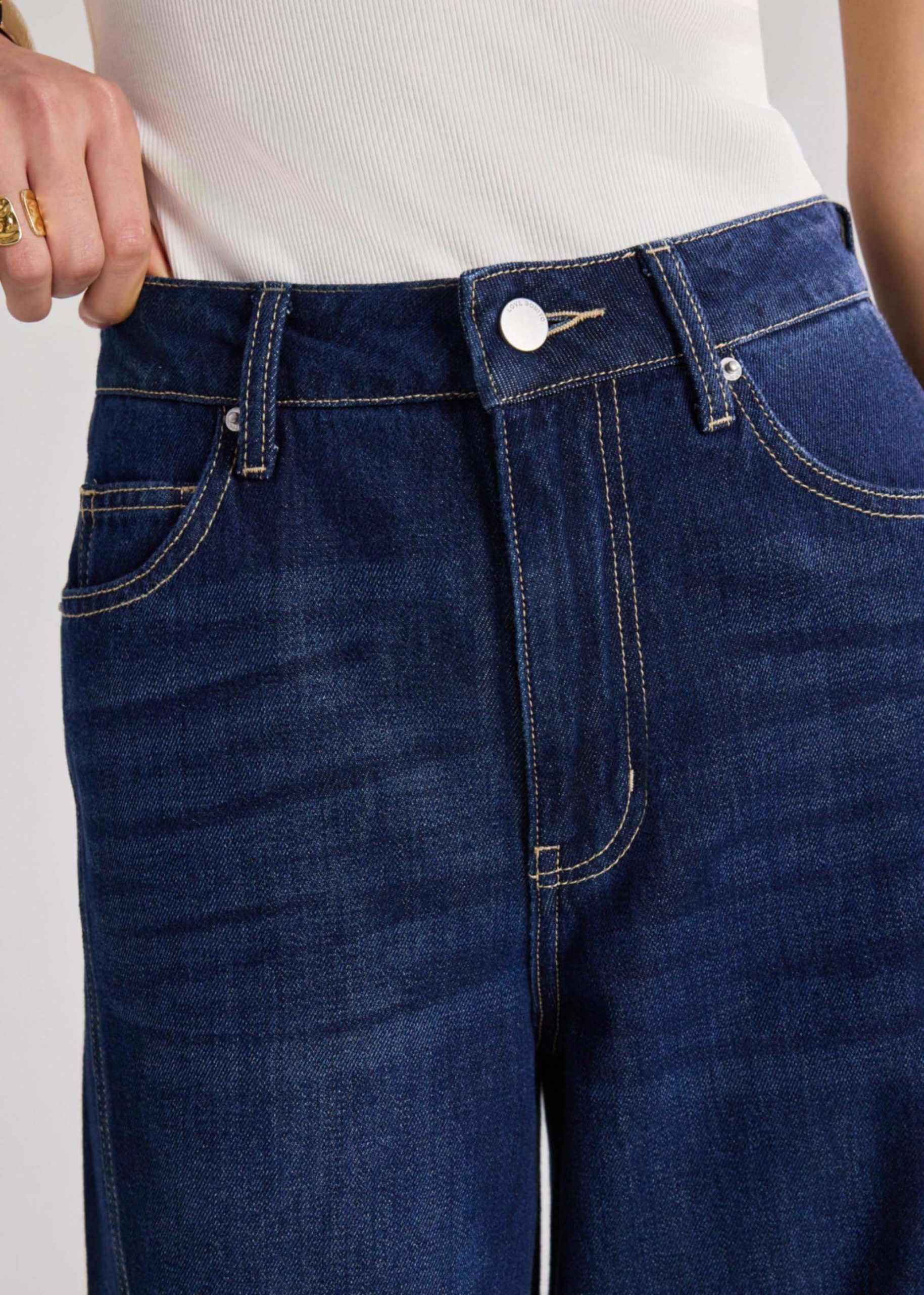 Wide Straight Leg Panelled Jeans - Image 7