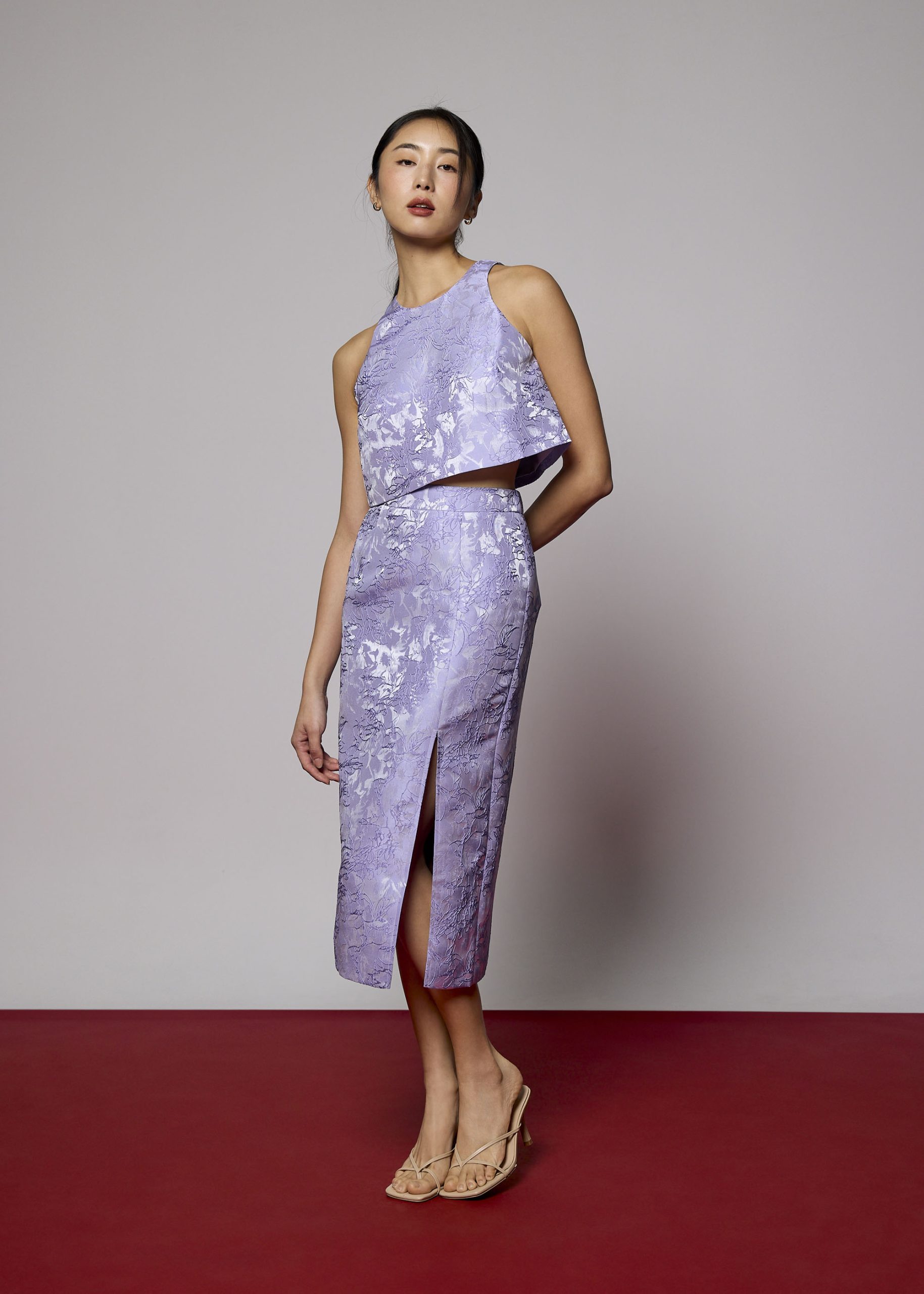 Brocade Round Neck Crop Tank Top - Image 8