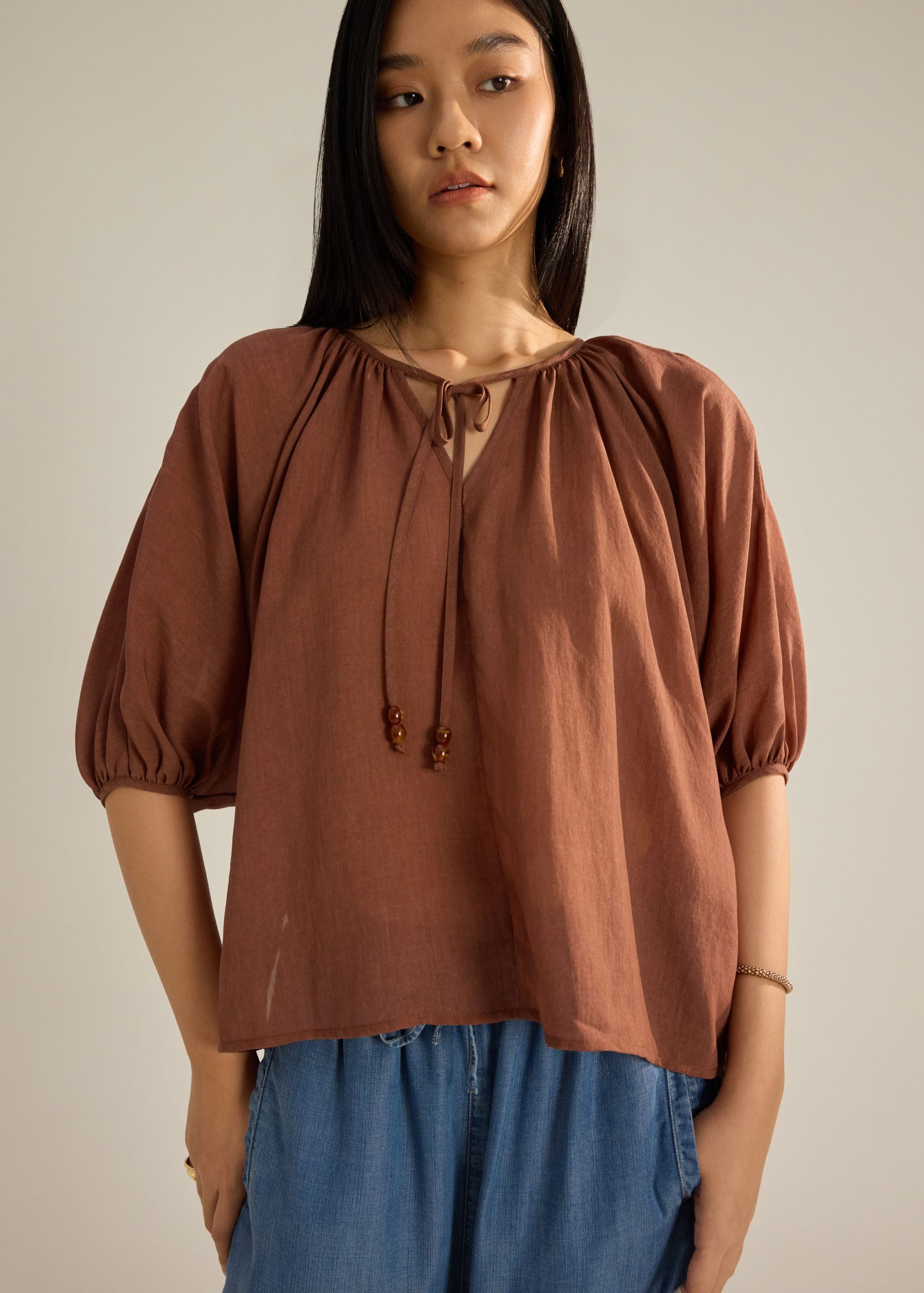 Lyocell Relaxed Front Tie Top - Image 11