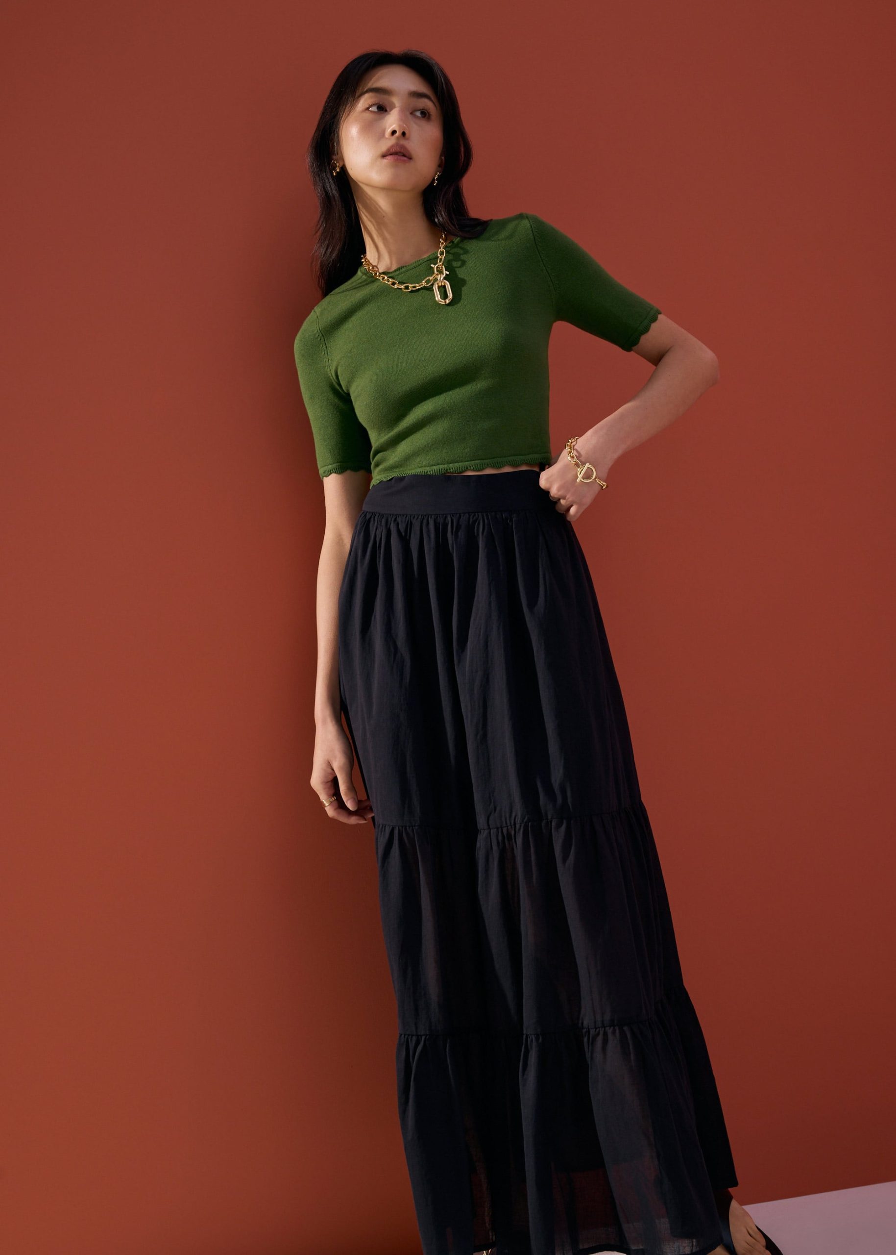 Cotton Flare Maxi Skirt in Desert Haze - Image 2