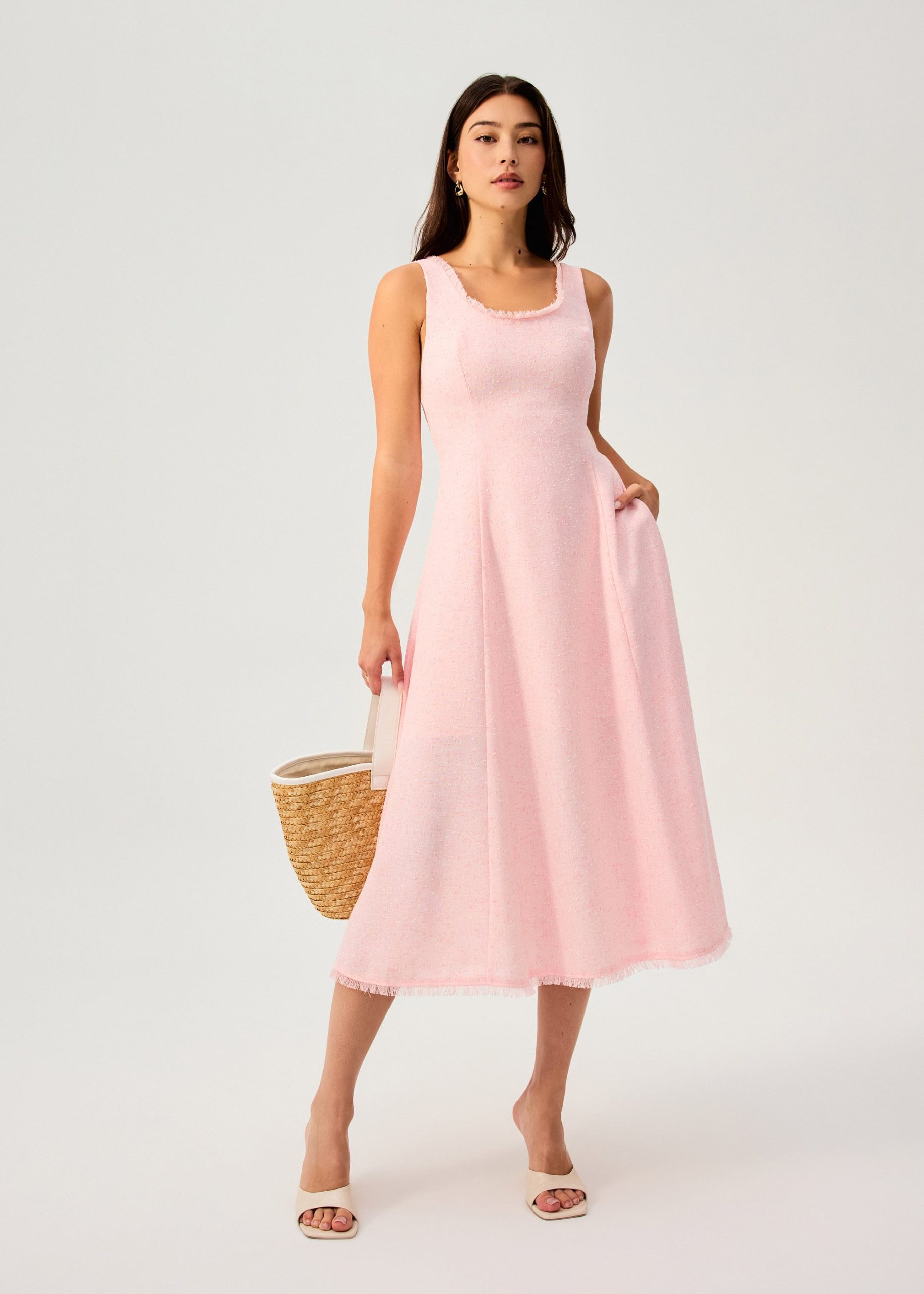 Nina Tweed Scoop Neck Fit & Flare Midaxi Dress - Image 15