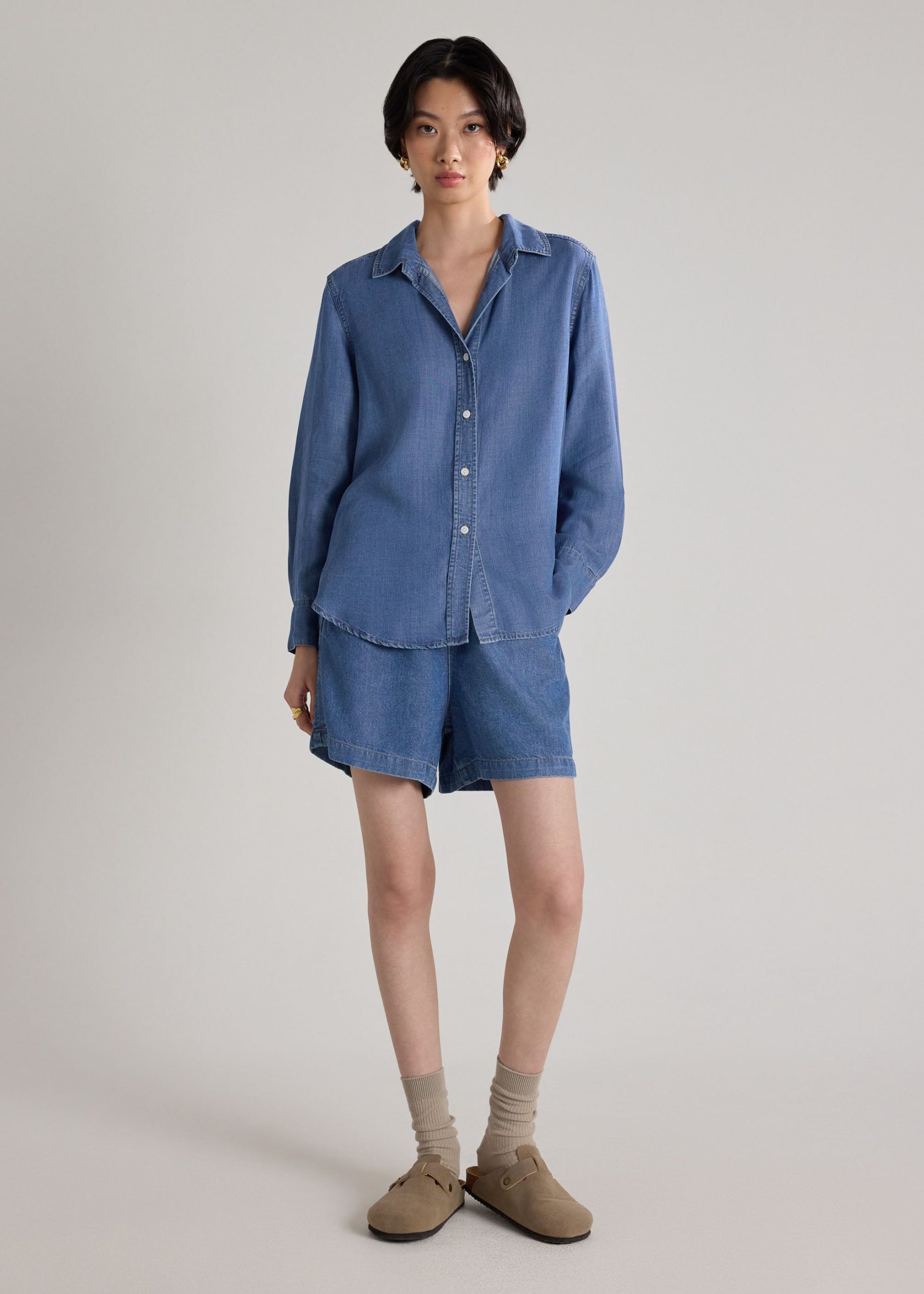 Demi Lyocell Chambray Drawstring Shorts - Image 8
