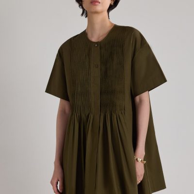 Cotton Pintuck Mini Dress