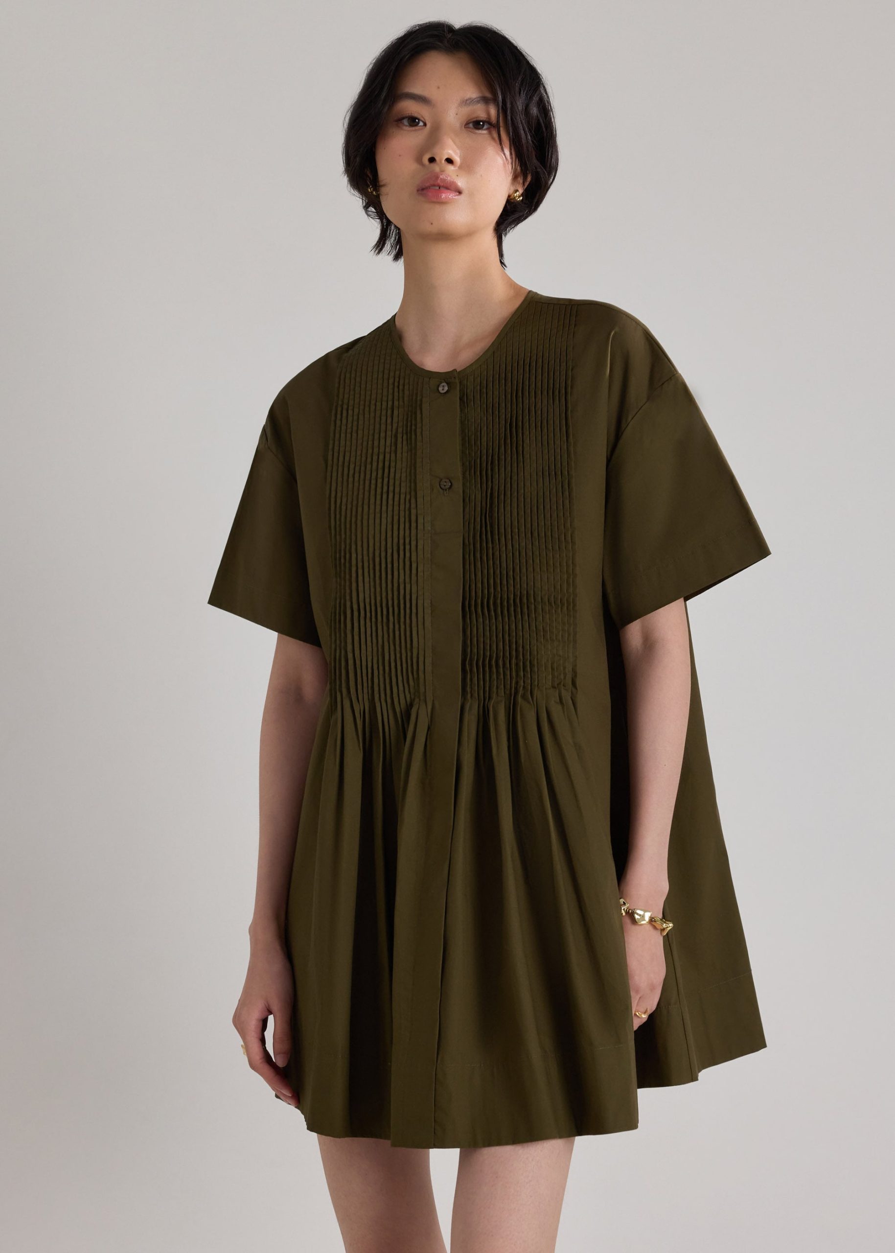 Cotton Pintuck Mini Dress
