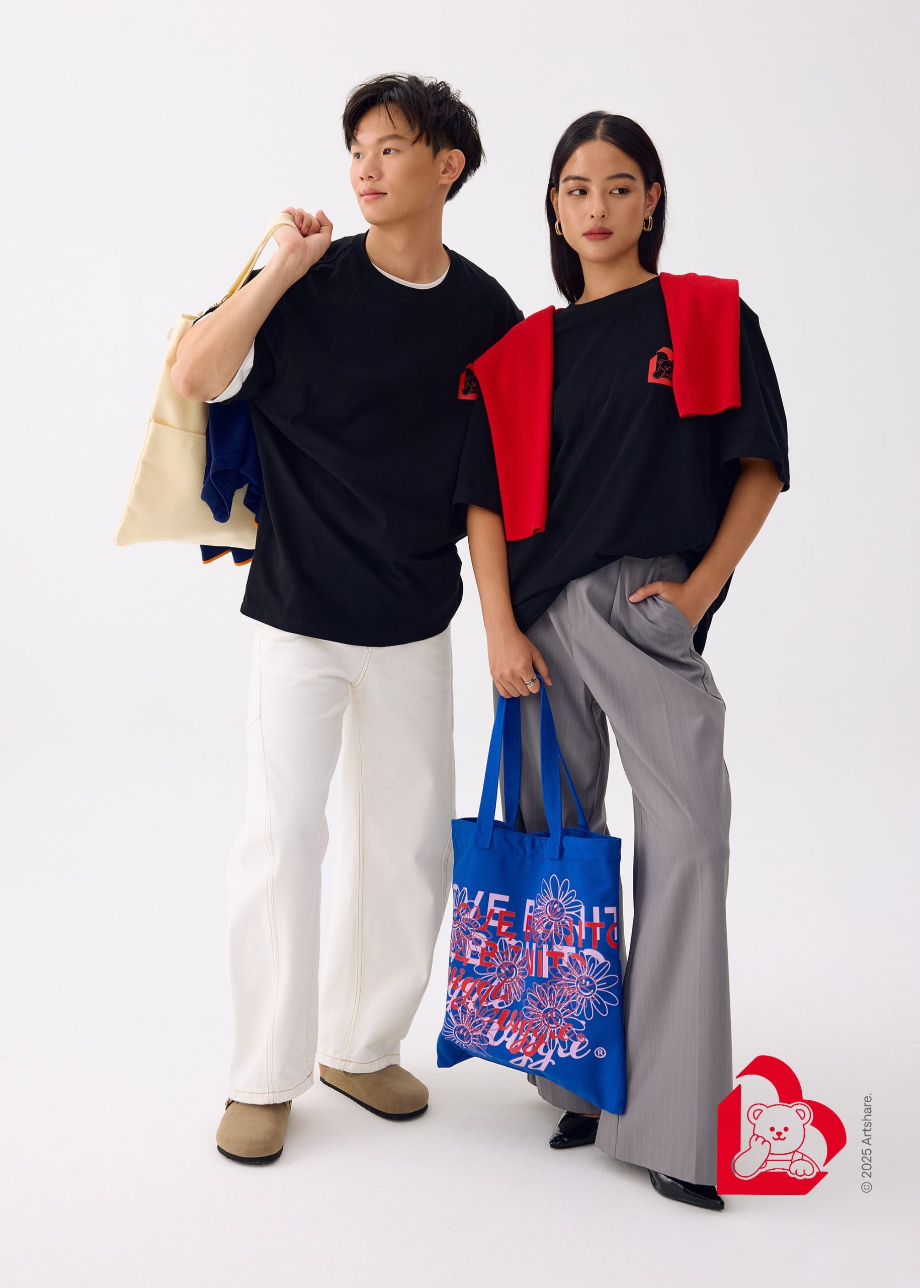 Love, Bonito | Wiggle Wiggle Unisex Oversized Drop Shoulder Tee in Black - Image 2