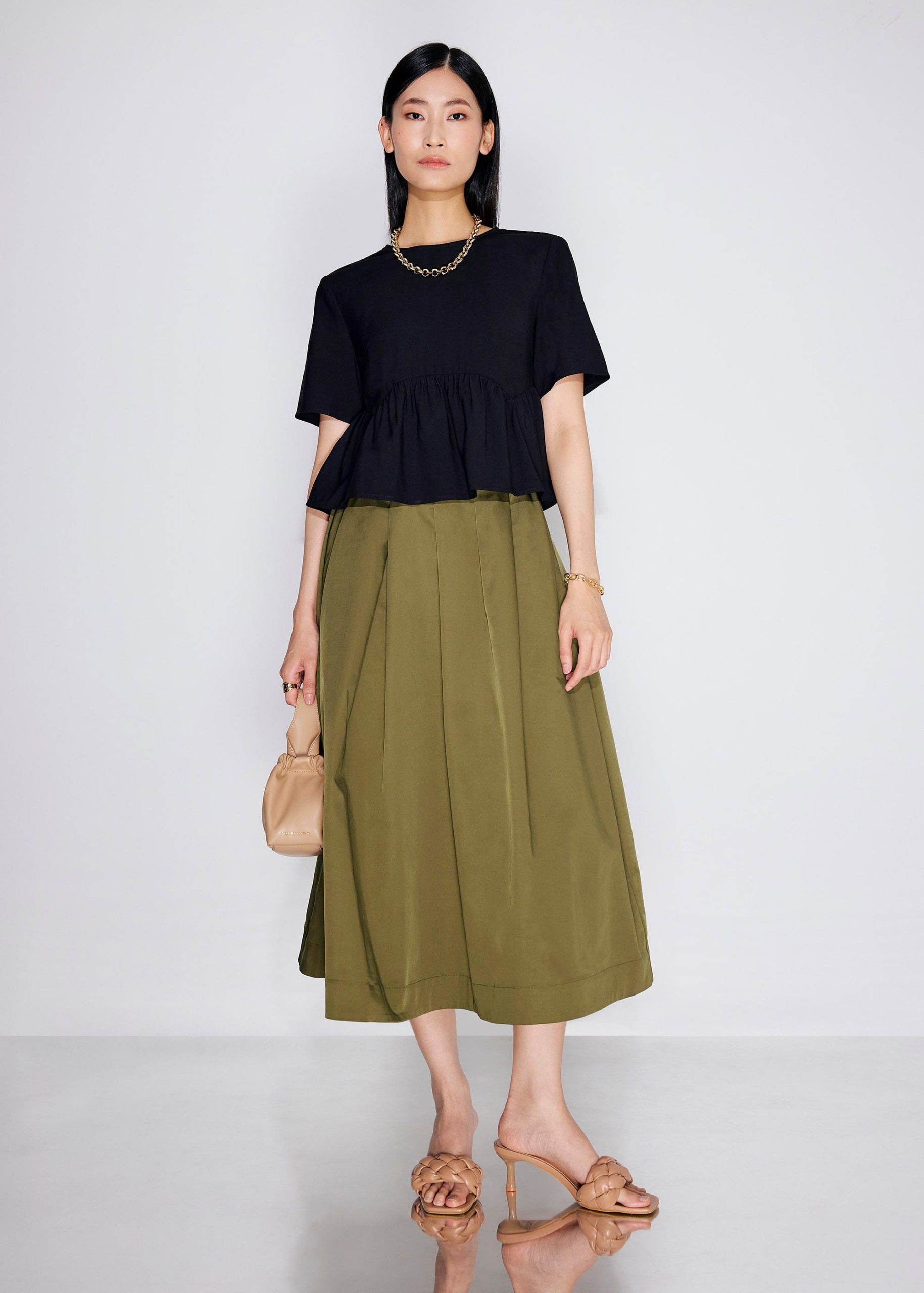 Round Neck Peplum Shell Top - Image 3