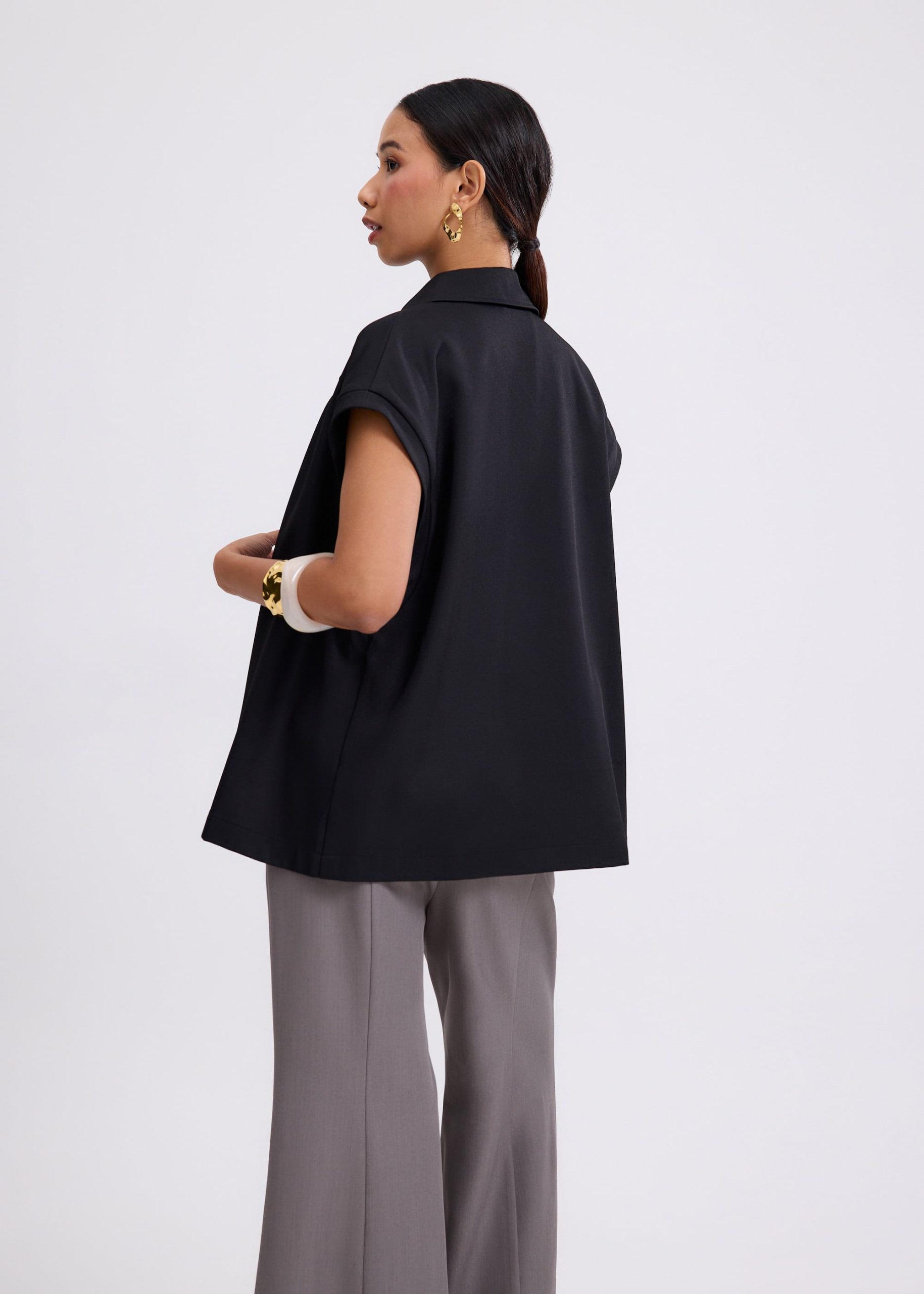 Aster Detachable Sash Tailored Tunic Vest Top - Image 6