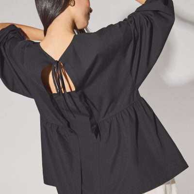 Round Neck Peplum Long Top