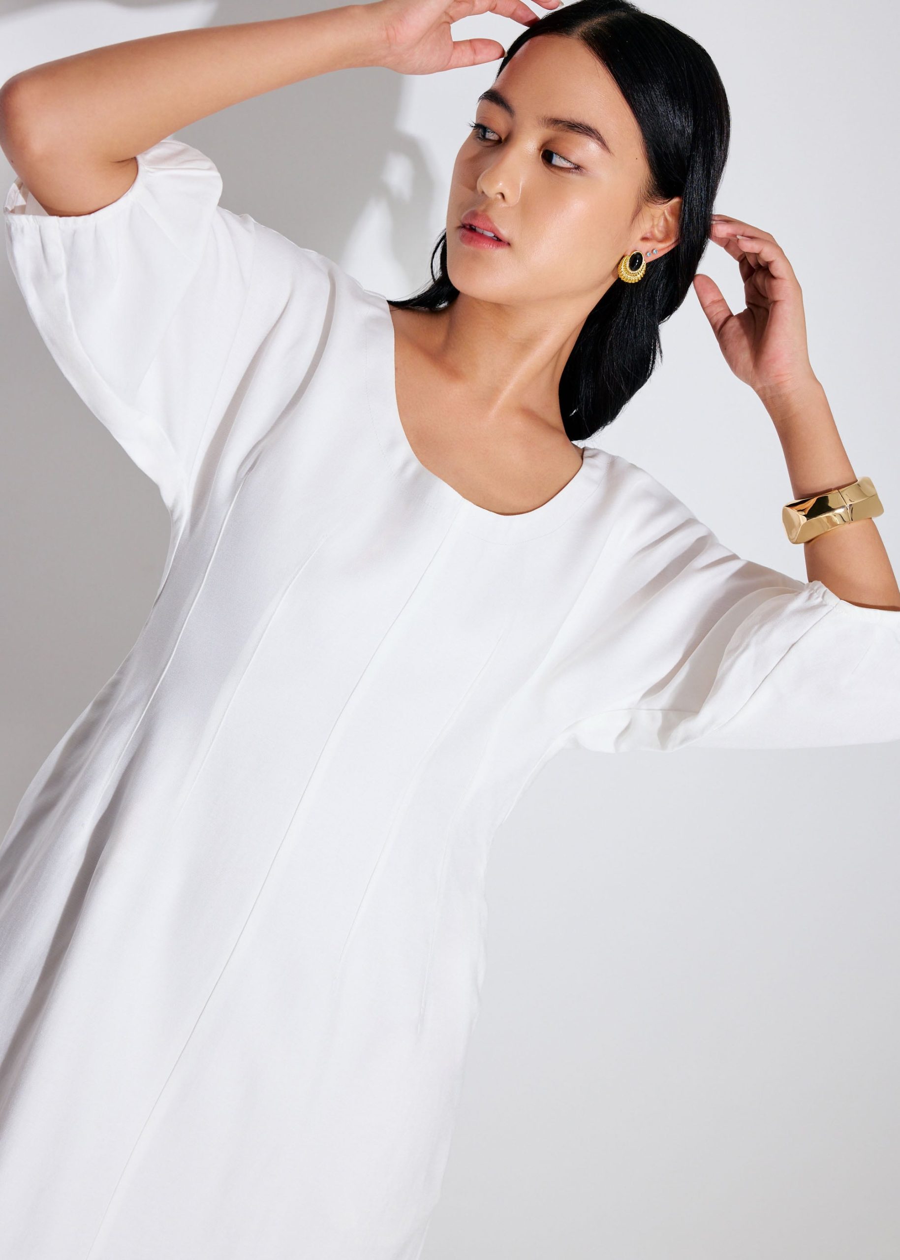 Scoop Neck Puff Sleeve A-Line Mini Dress - Image 8