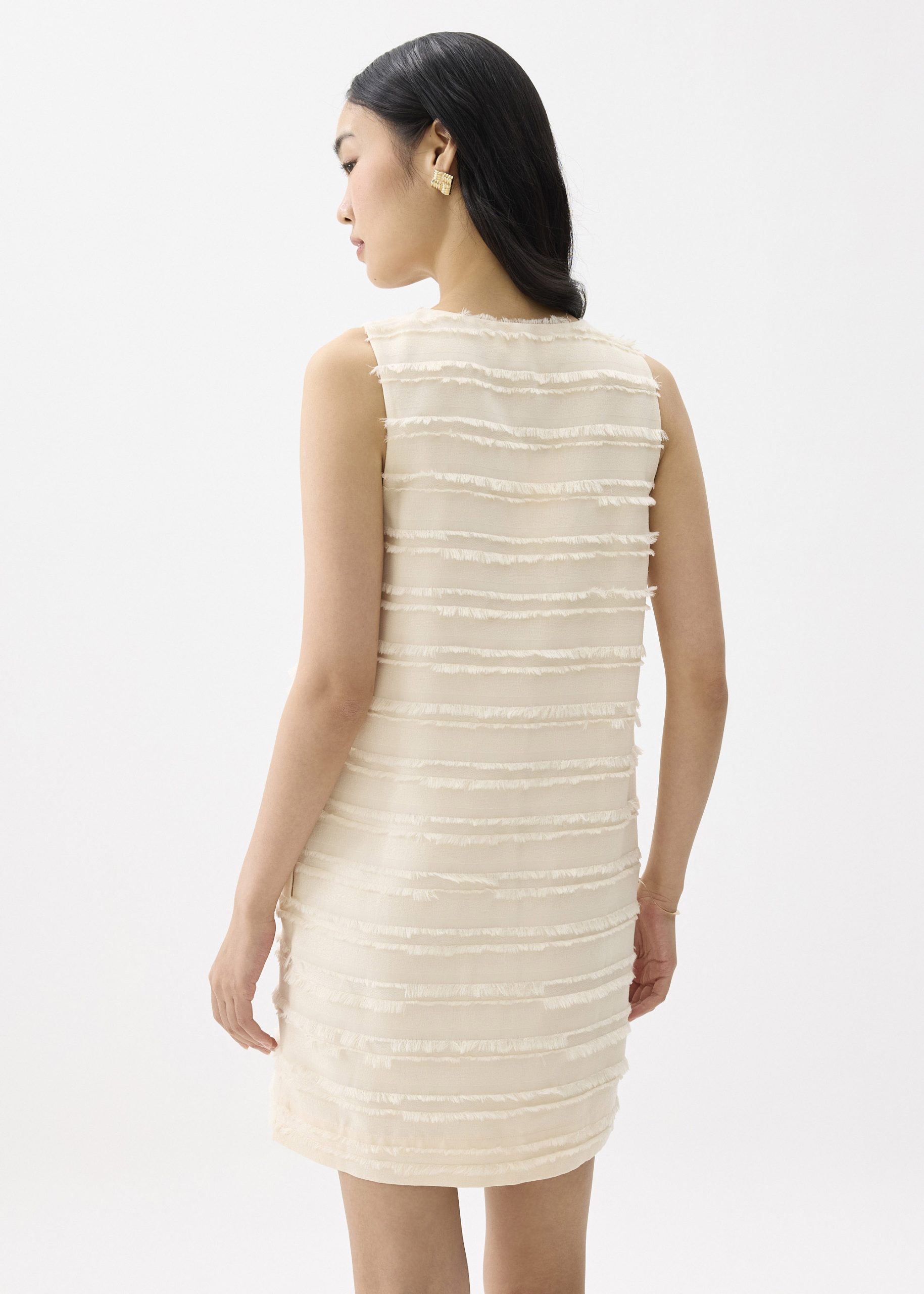 V-neck Fray Shift Mini Dress - Image 12