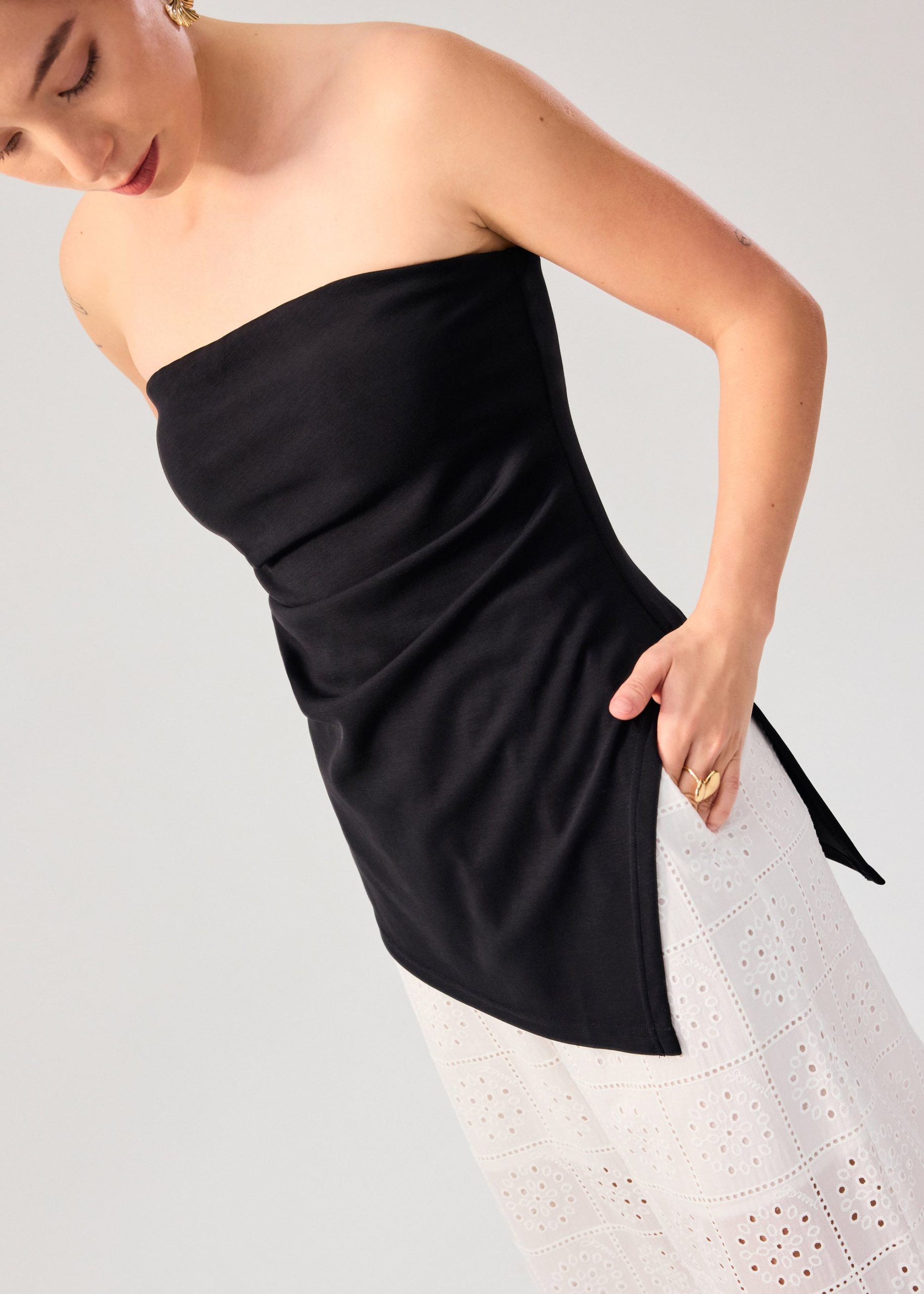 BraFree by LB Tencel Asymmetric Hem Tube Top - Image 2