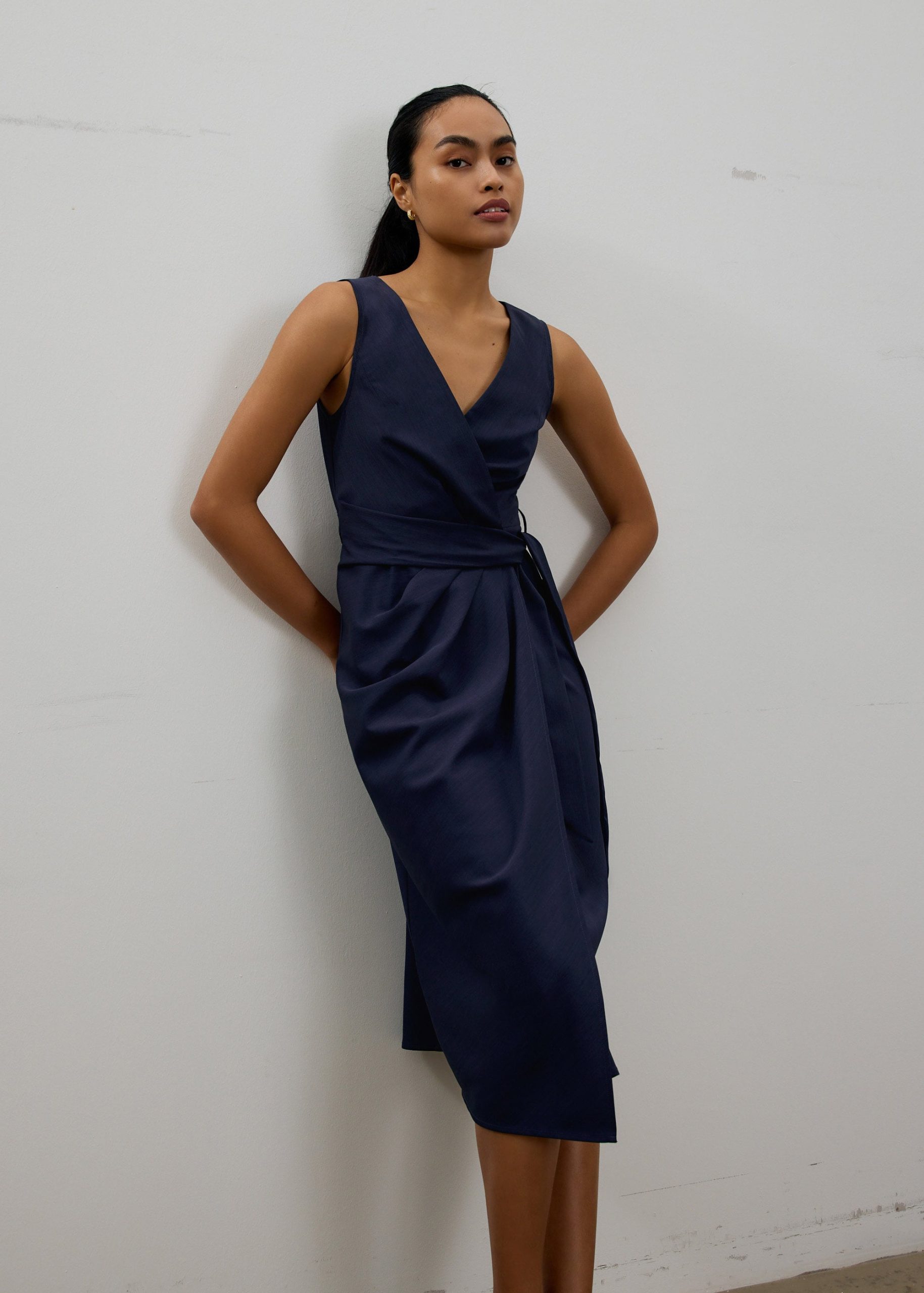 Eun V-neck Wrap Column Midi Dress - Image 5