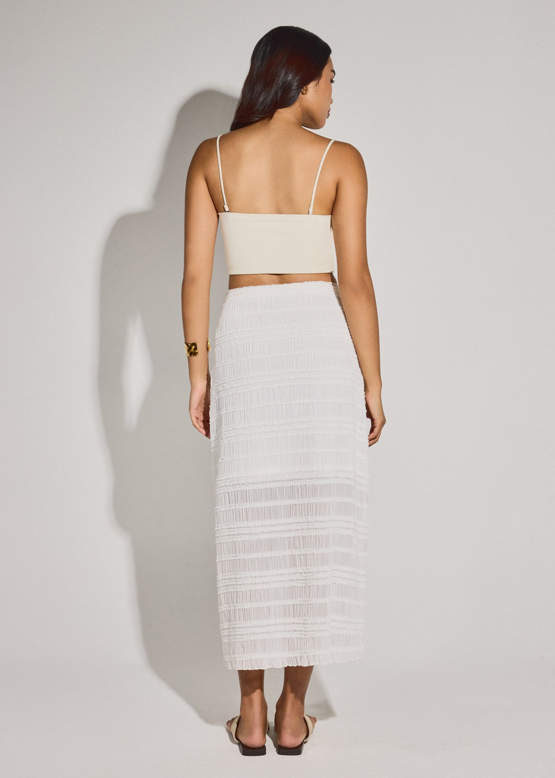 Elastic Sheer Crinkled Column Midaxi Skirt - Image 11