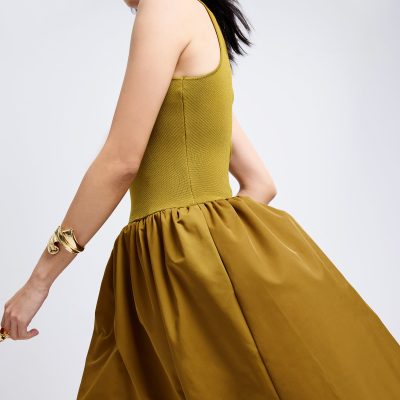 Scoop Neck Drop Waist Midaxi Dress