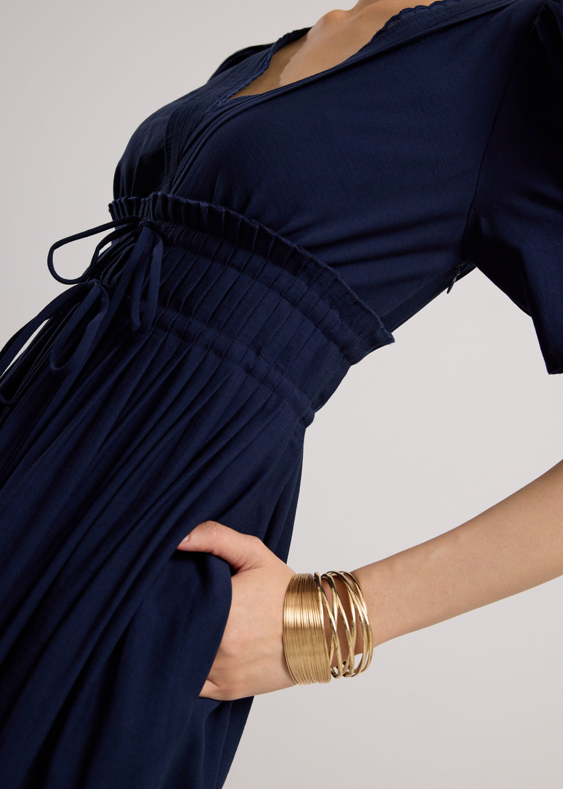 V-Neck Puff Sleeve Fit & Flare Midaxi Dress - Image 12