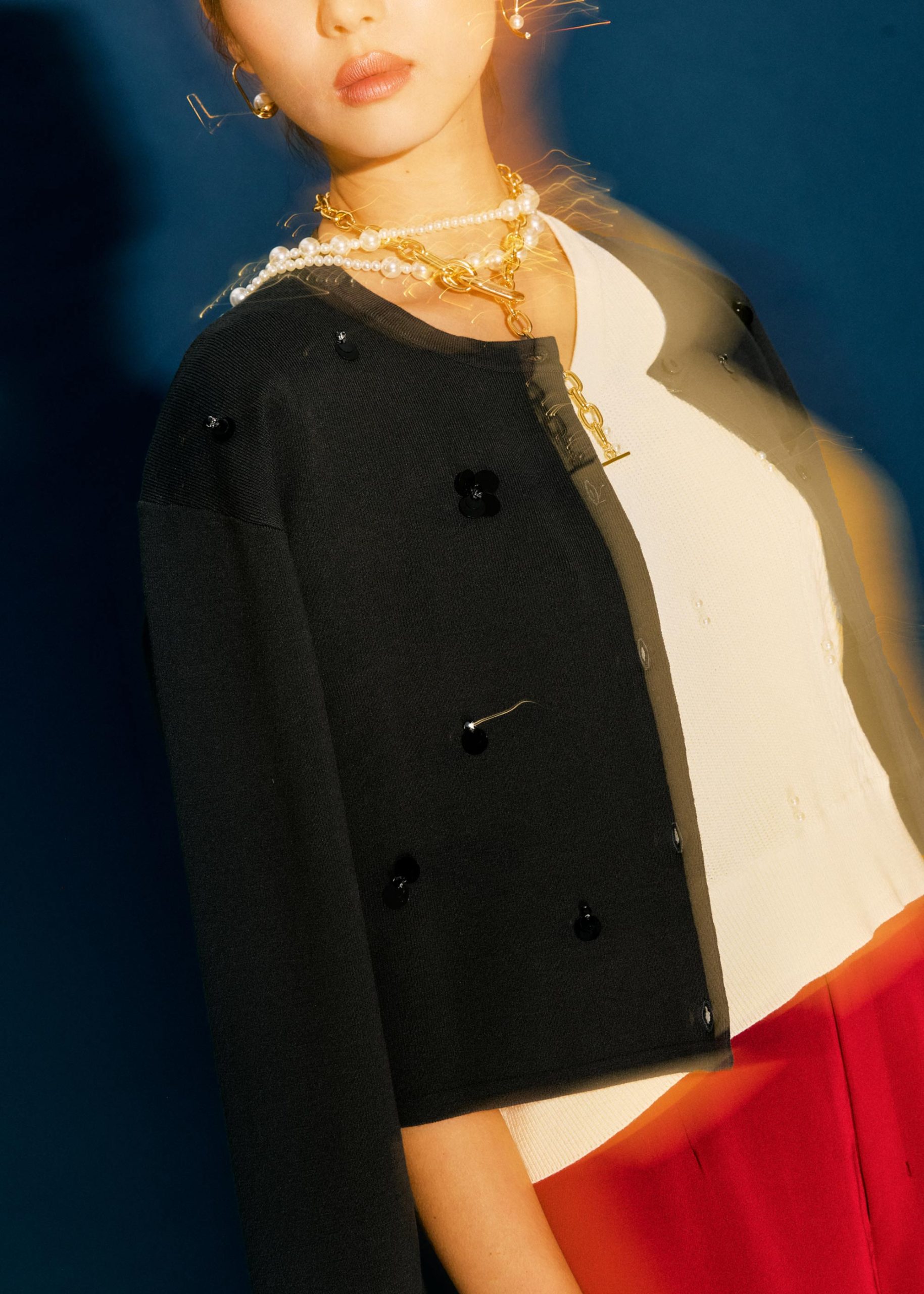 Relaxed Embellished Round Neck Cardigan - Image 2