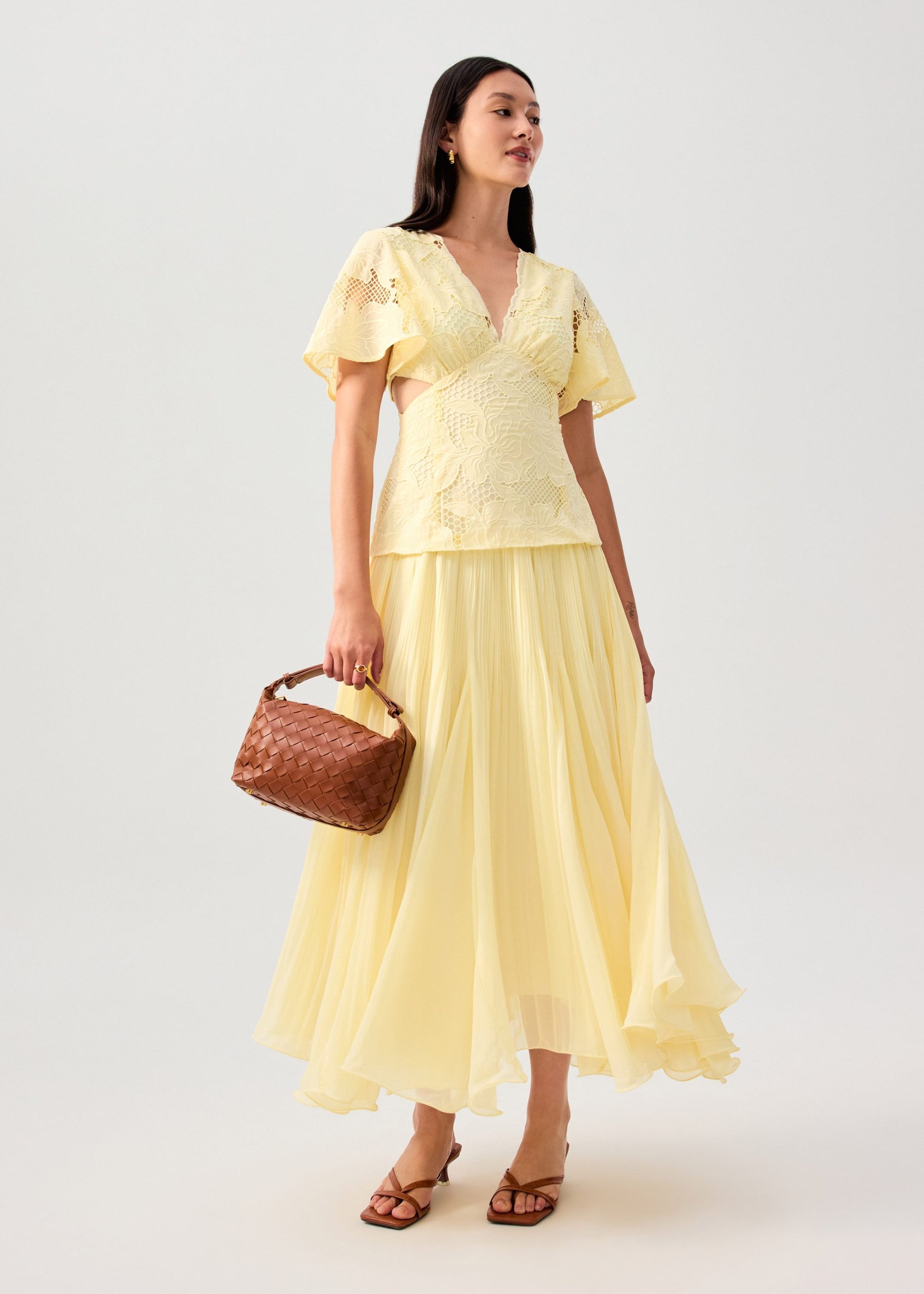 BraFree by LB Lace V-Neck Bell Sleeve Fit & Flare Maxi Dress - Image 9