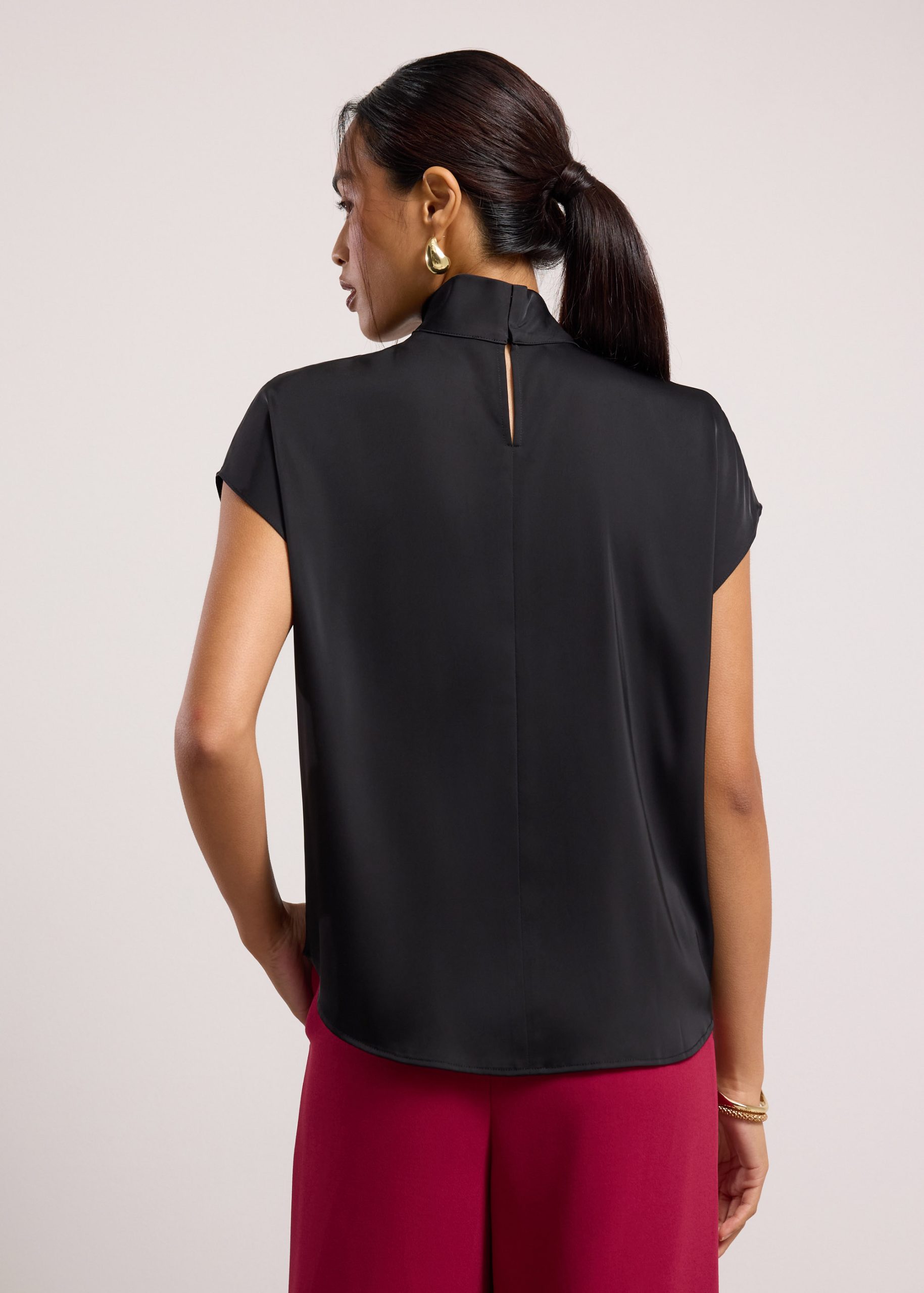 Satin Drape Collared Blouse - Image 25