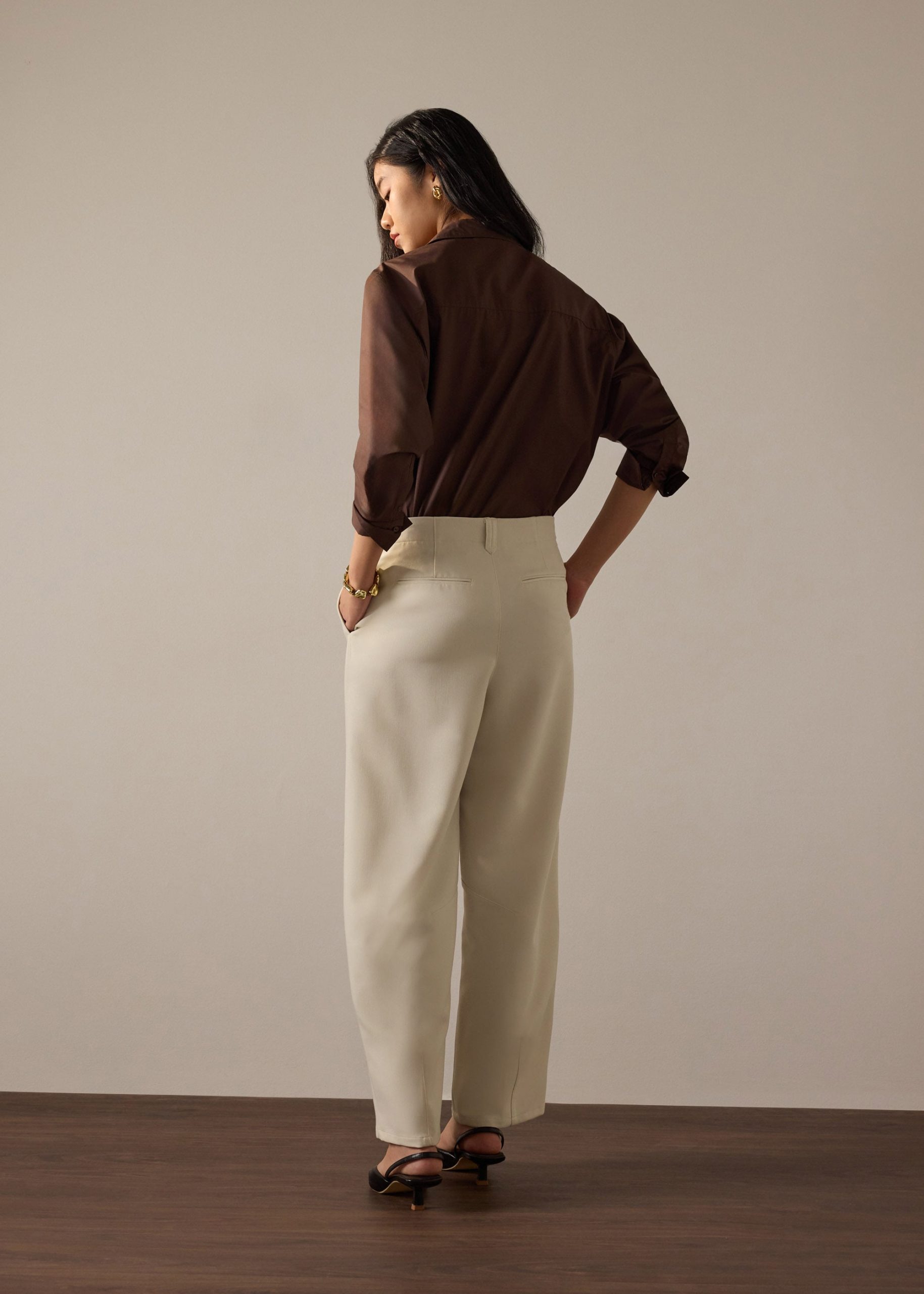 Riyo Adjustable Waist Elastic Twill Barrel Pants - Image 14