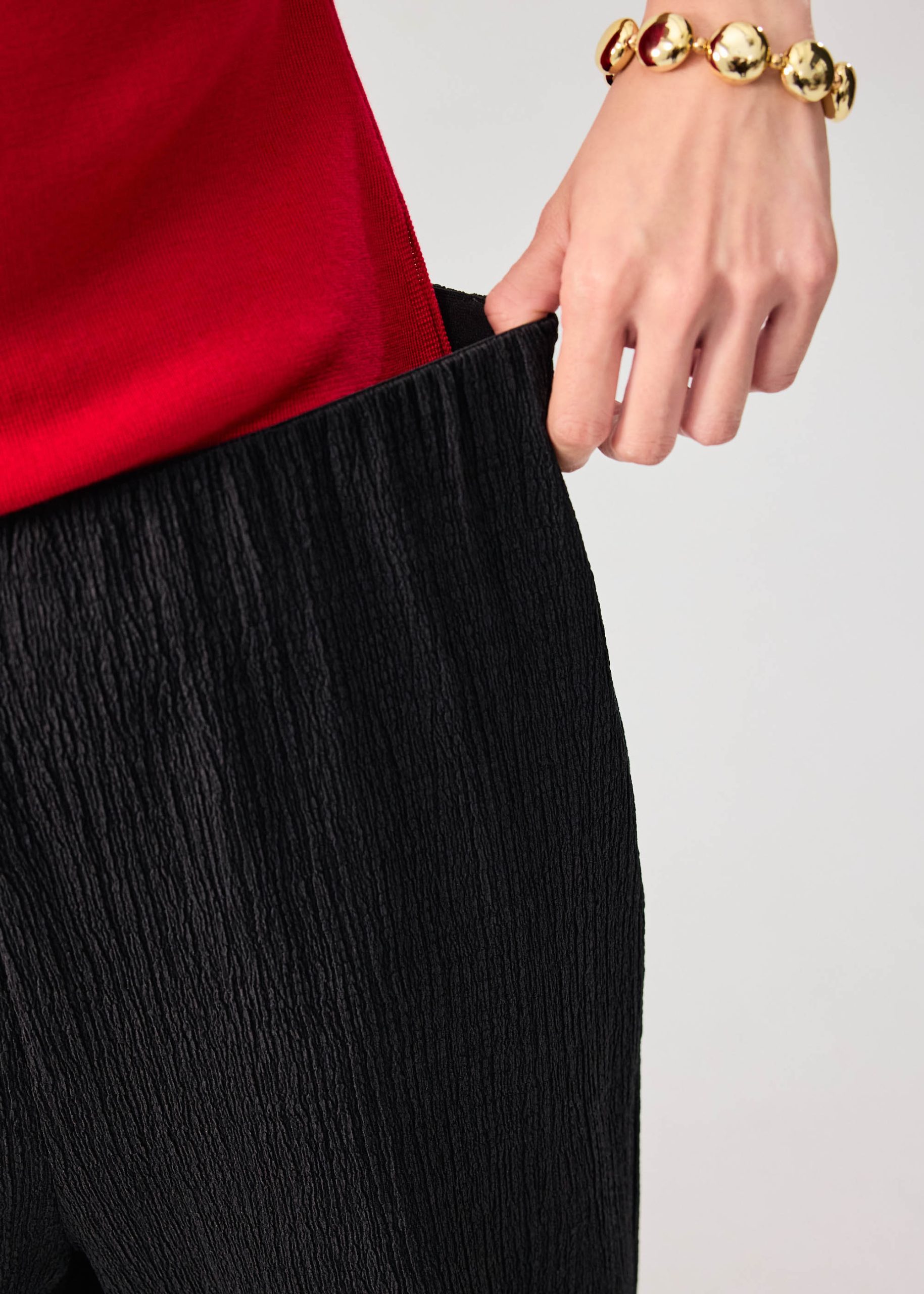 Elastic Crinkled Jersey Wide Leg Pants - Image 4