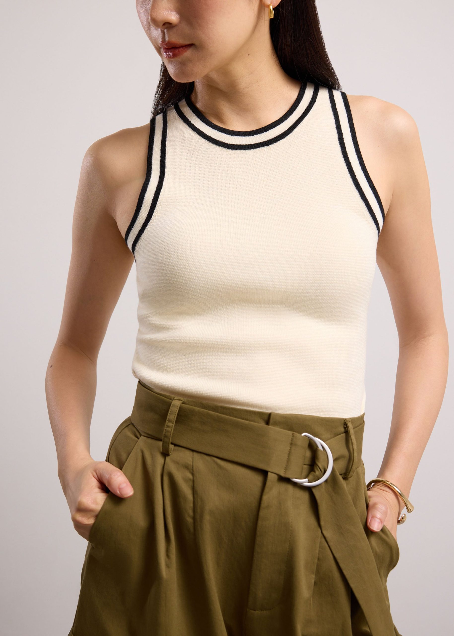 Sui Contrast Piping Knit Racerback Tank - Image 3