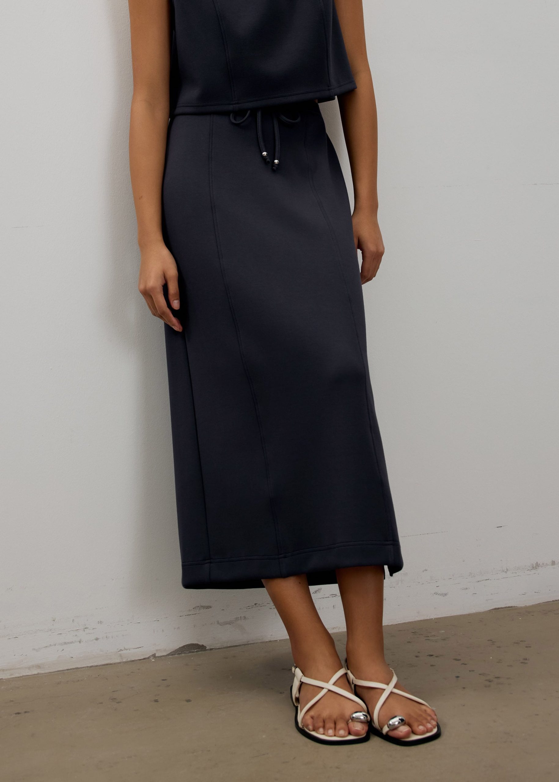 Neoprene High Waist Column Midaxi Skirt - Image 8