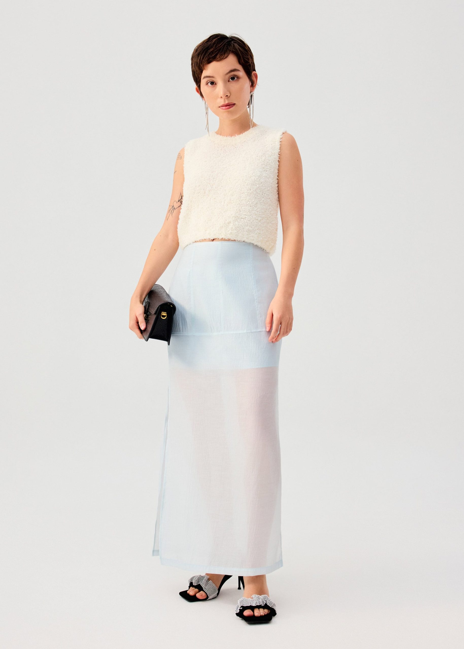 Sheer Lyocell Column Maxi Skirt - Image 2