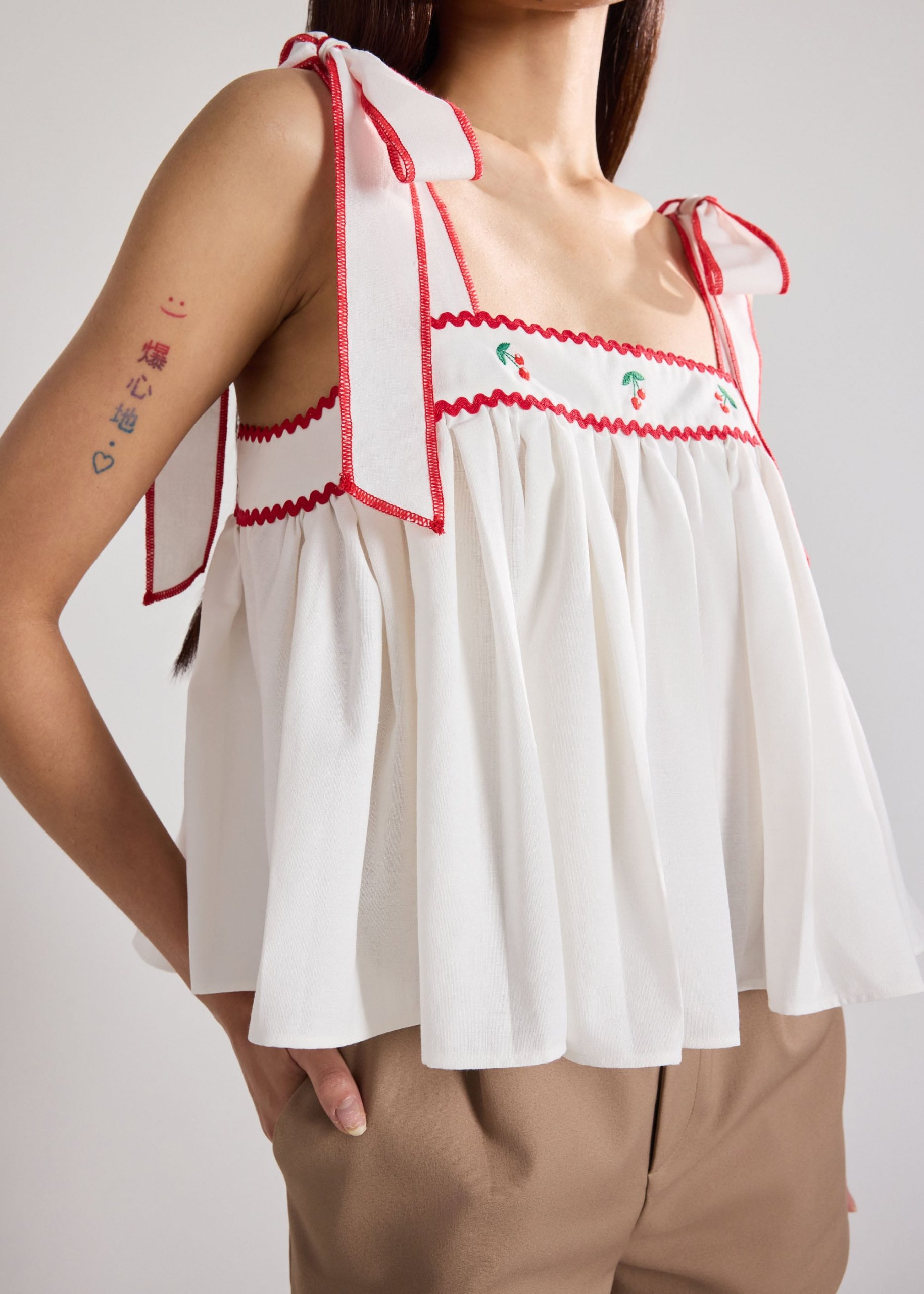 Embroidered Babydoll Top