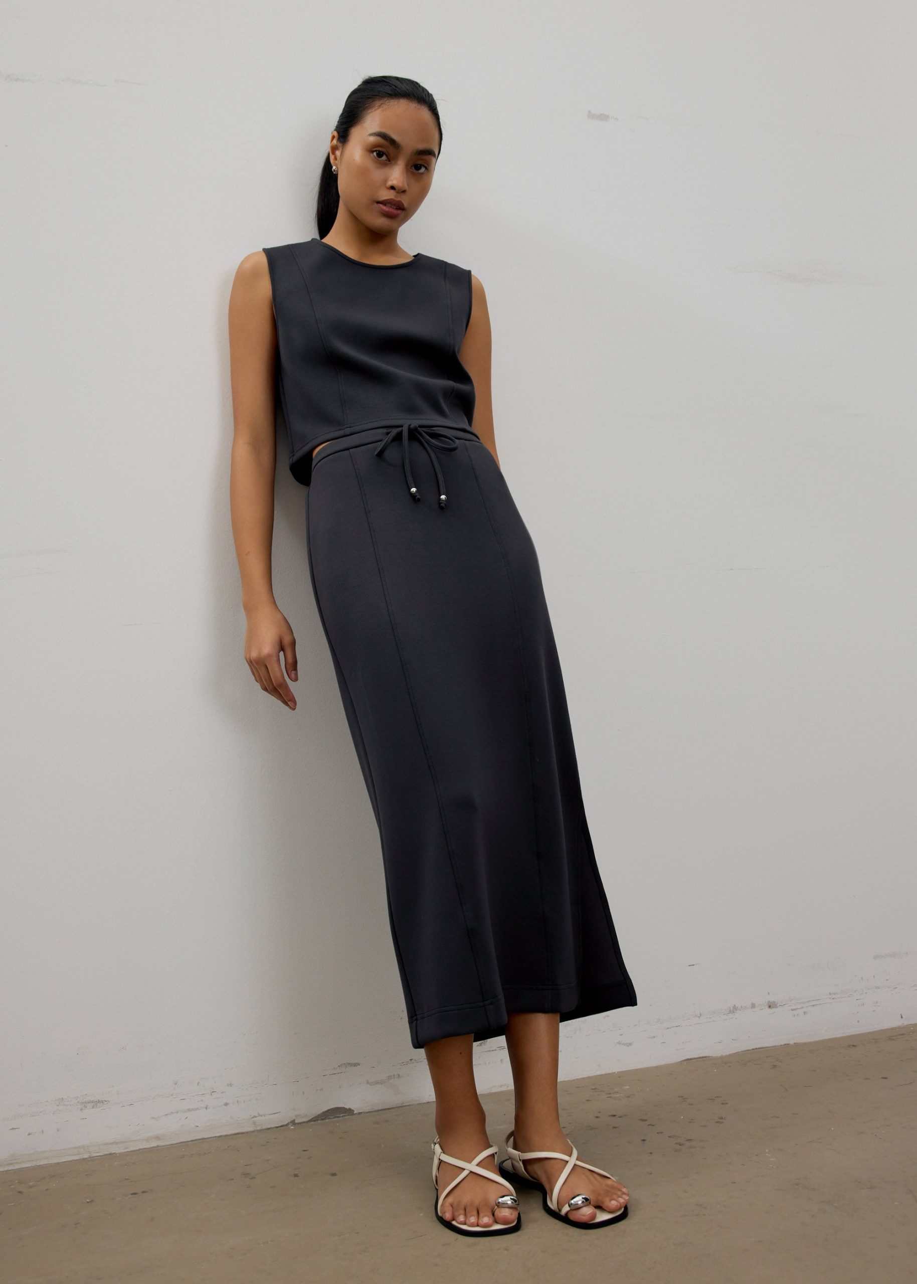 Neoprene High Waist Column Midaxi Skirt - Image 6