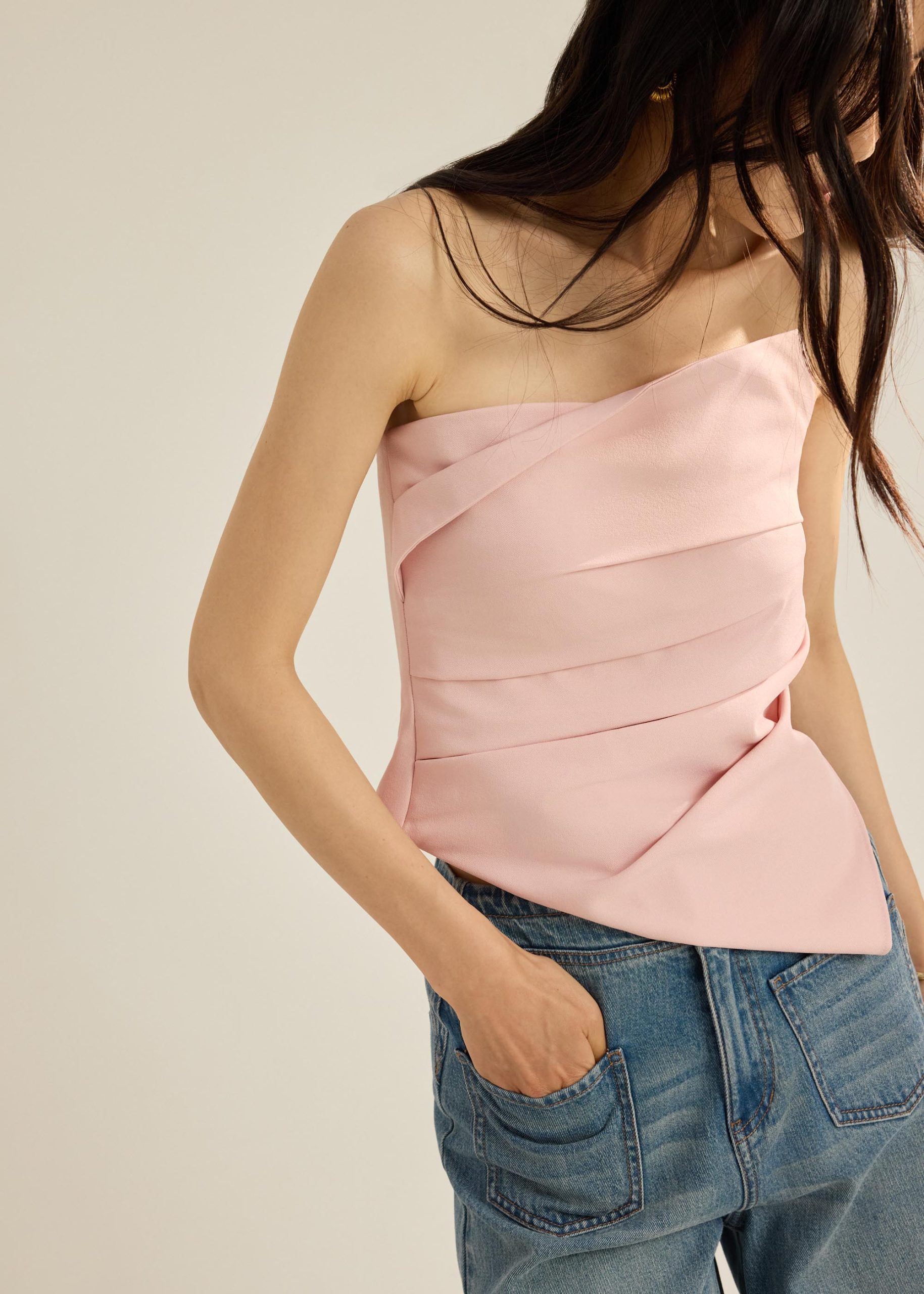 Sarita Asymmetric Pleated Tube Top - Image 22